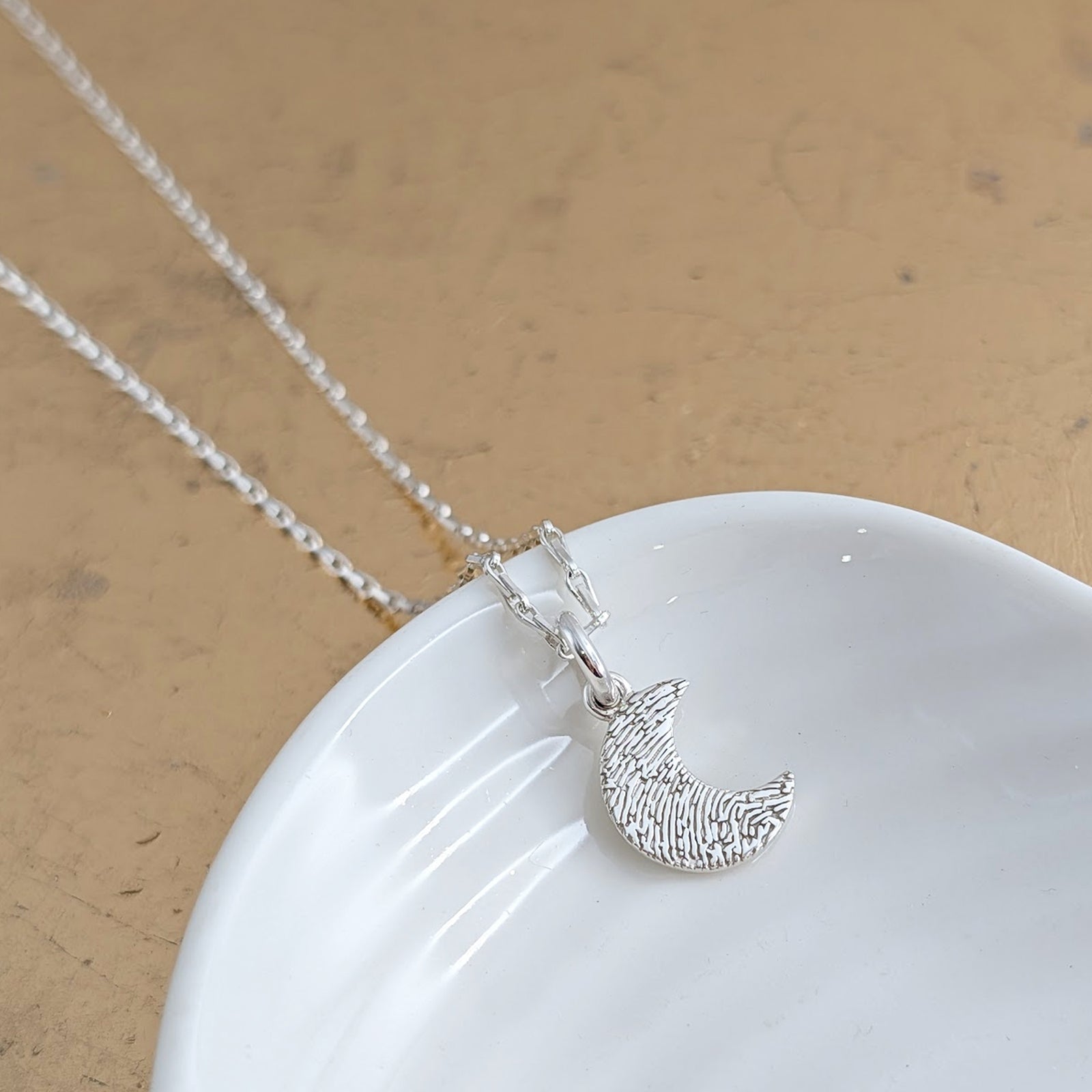 Moon Fingerprint Charm Necklace