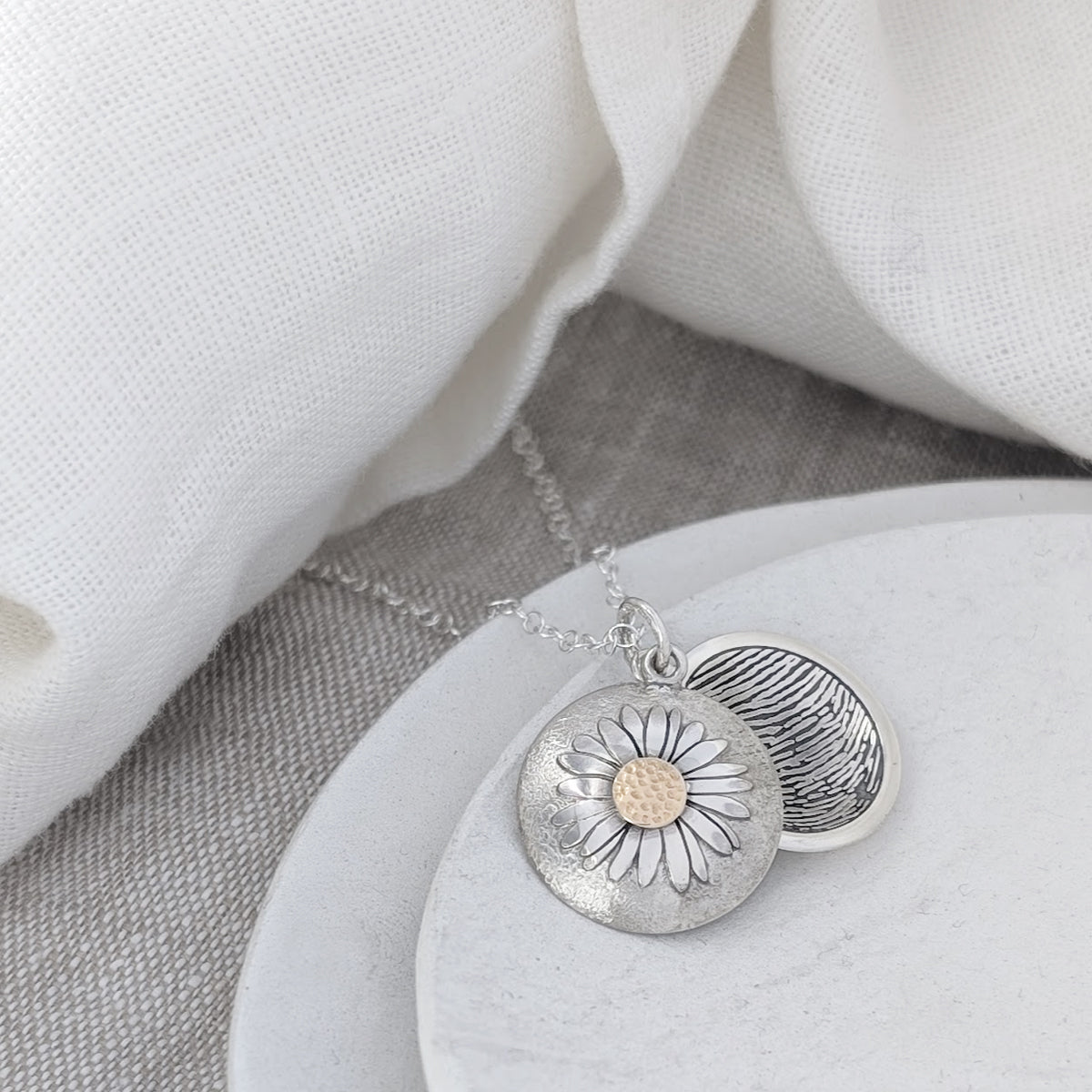 Silver Daisy Fingerprint Locket