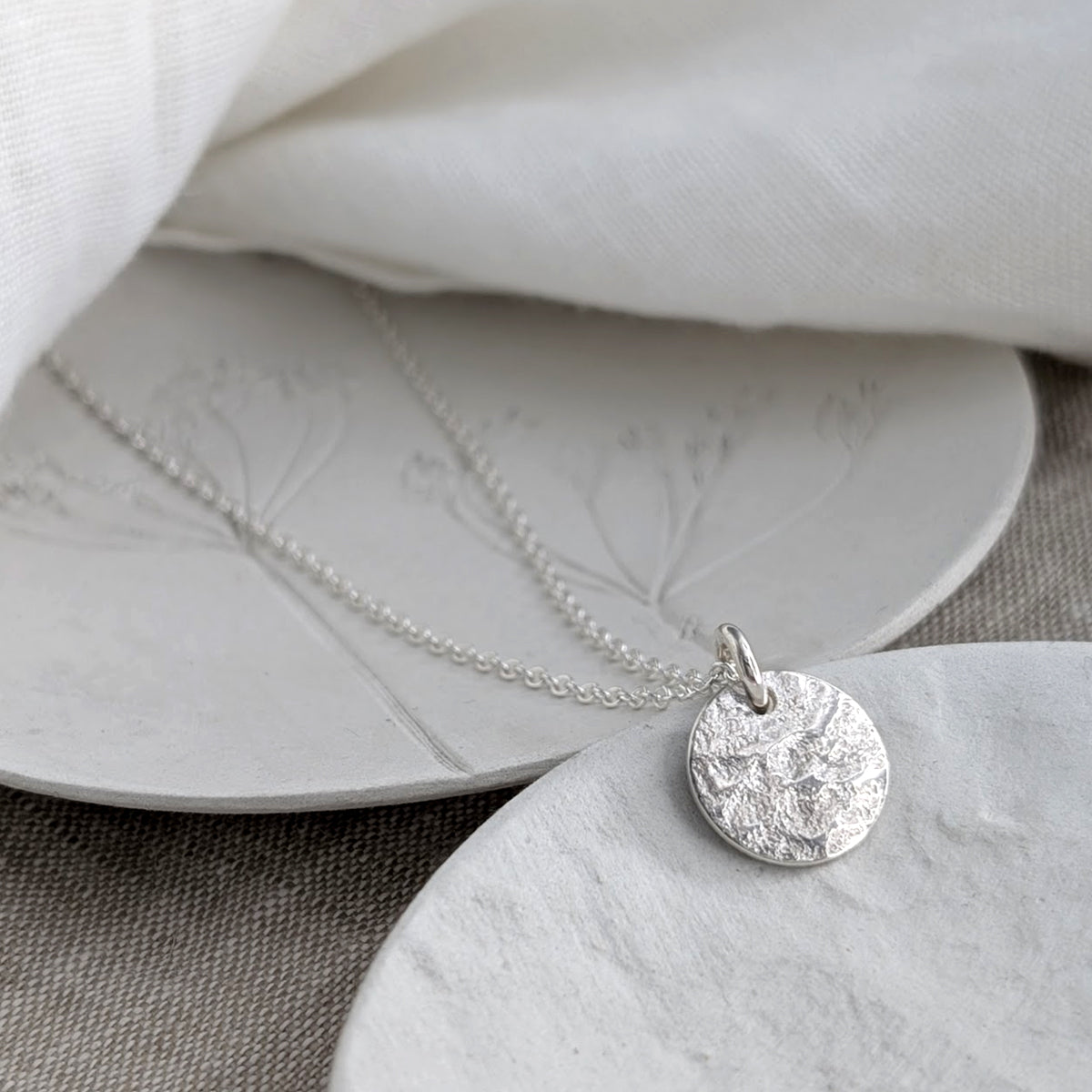Memorial Ashes Imprint Disc Charm Necklace