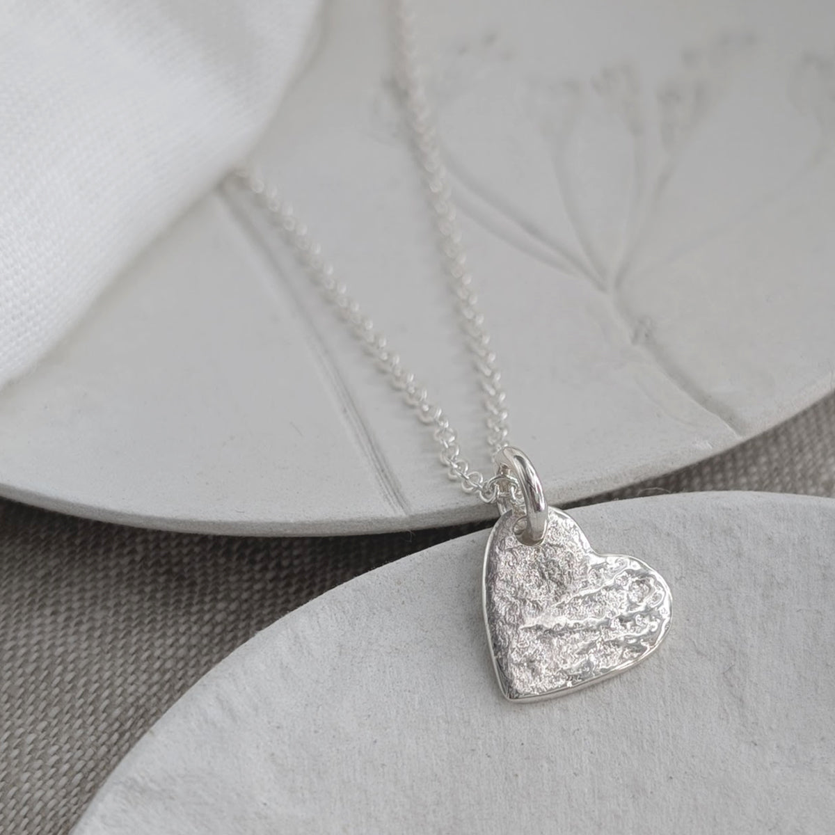 Memorial Ashes Imprint Heart Charm Silver or Gold