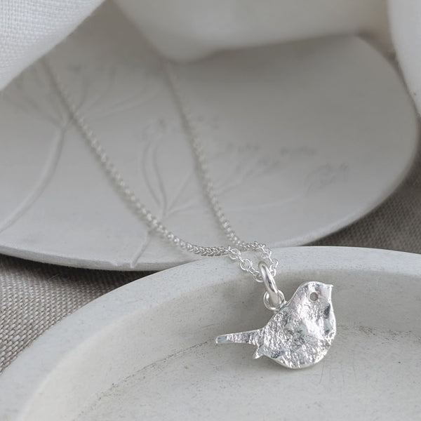 Memorial Ashes Imprint Robin Charm Necklace Hold upon Heart