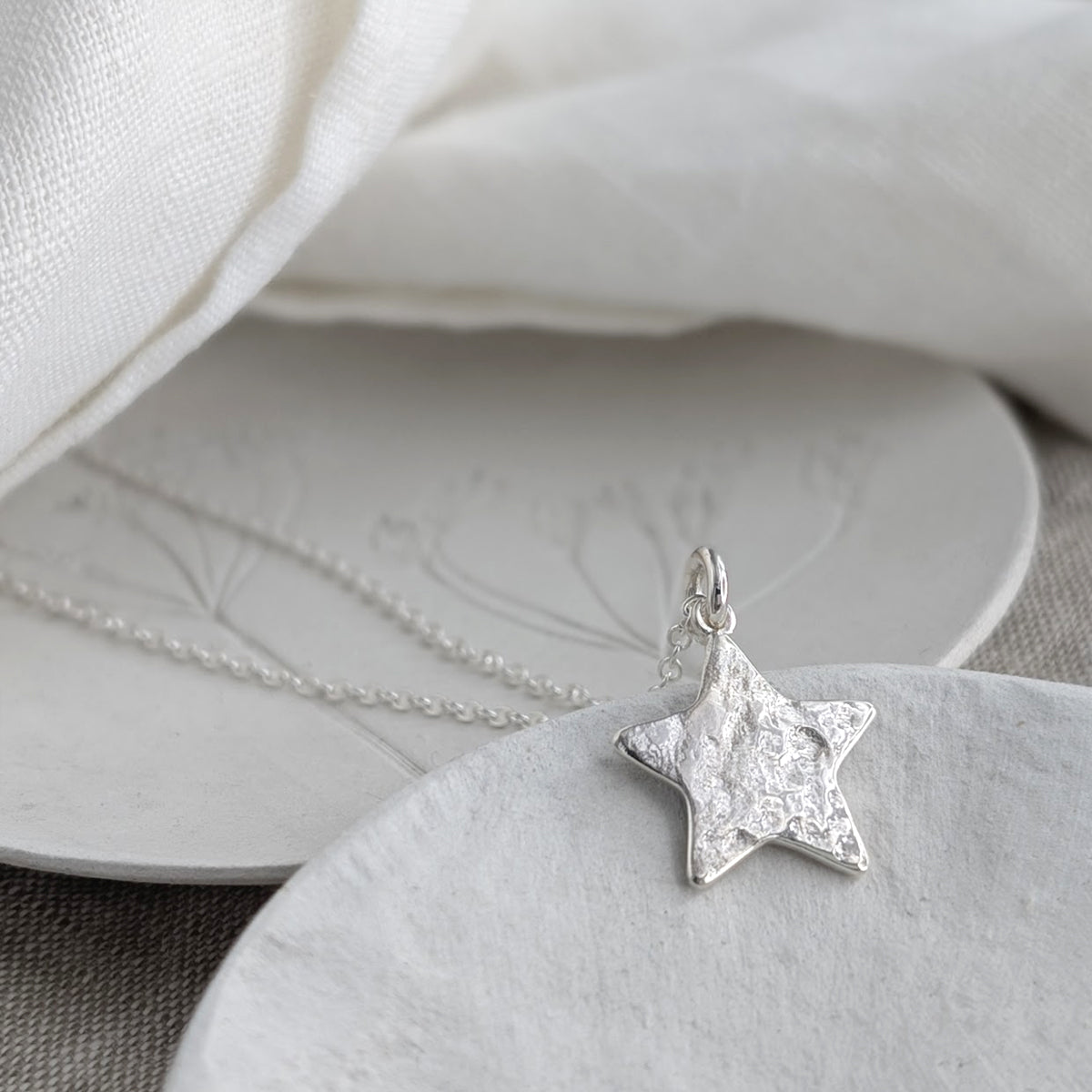 Memorial Ashes Imprint Star Charm Necklace