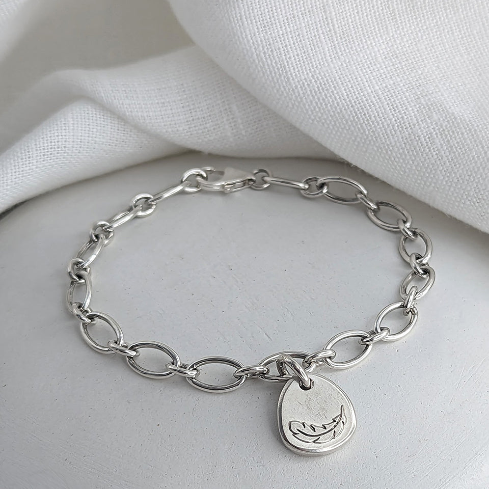 Memorial Ashes SIlver Charm Bracelet | Feather