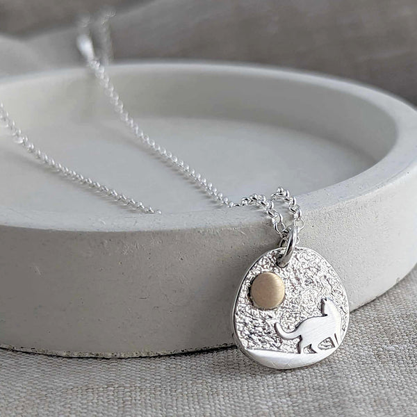 MEMORIAL PET ASHES CAT & MOON NECKLACE