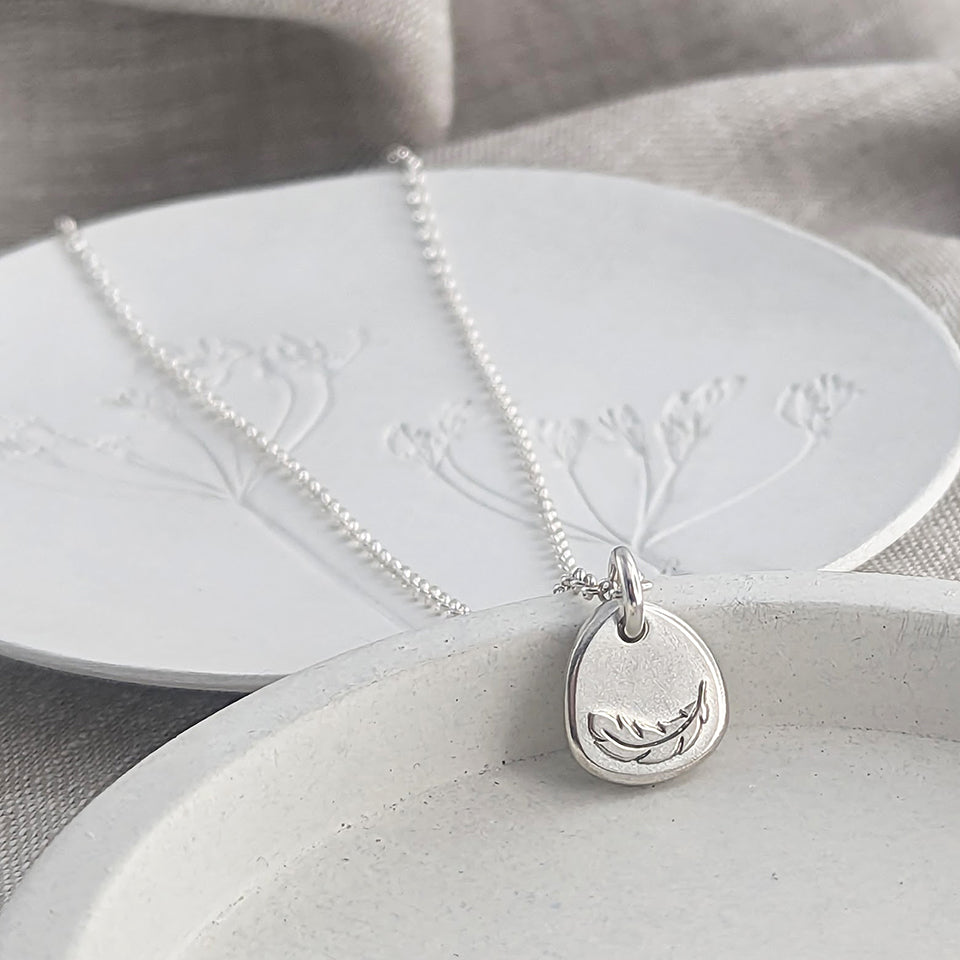 Memorial Ashes Feather Charm Necklace