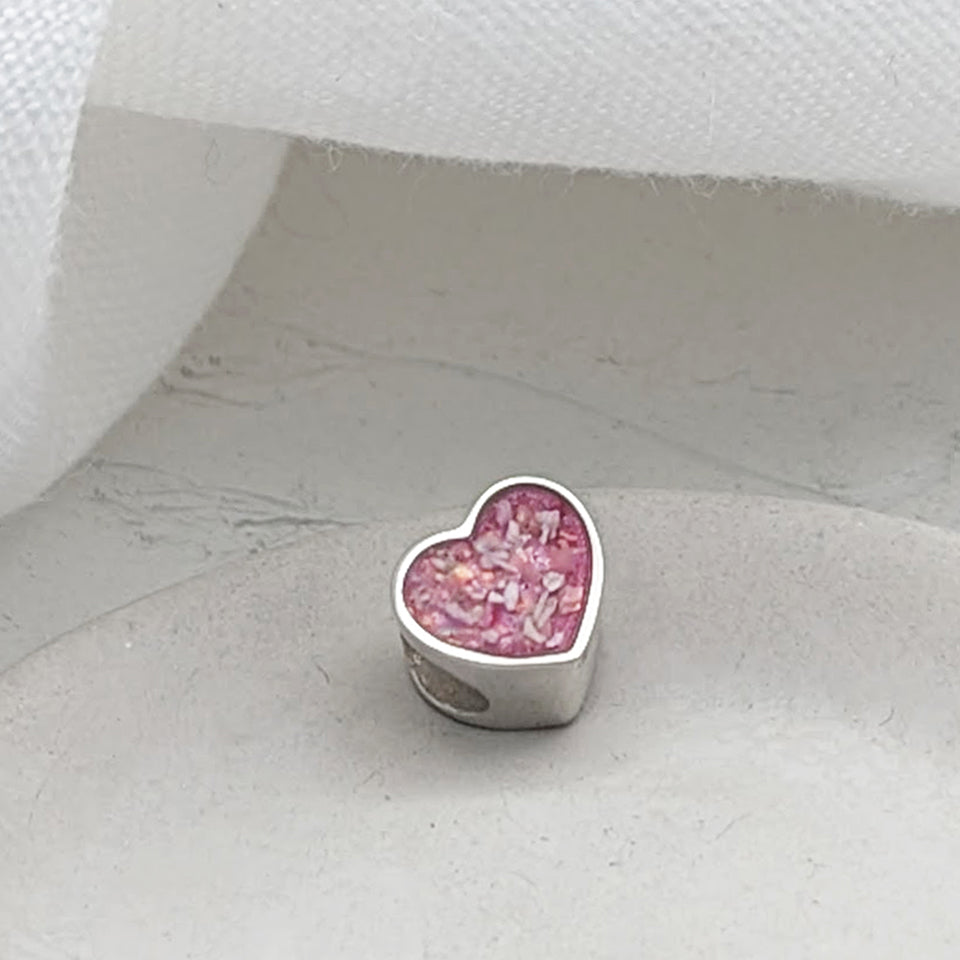 Memorial Ashes Heart Charm Bead