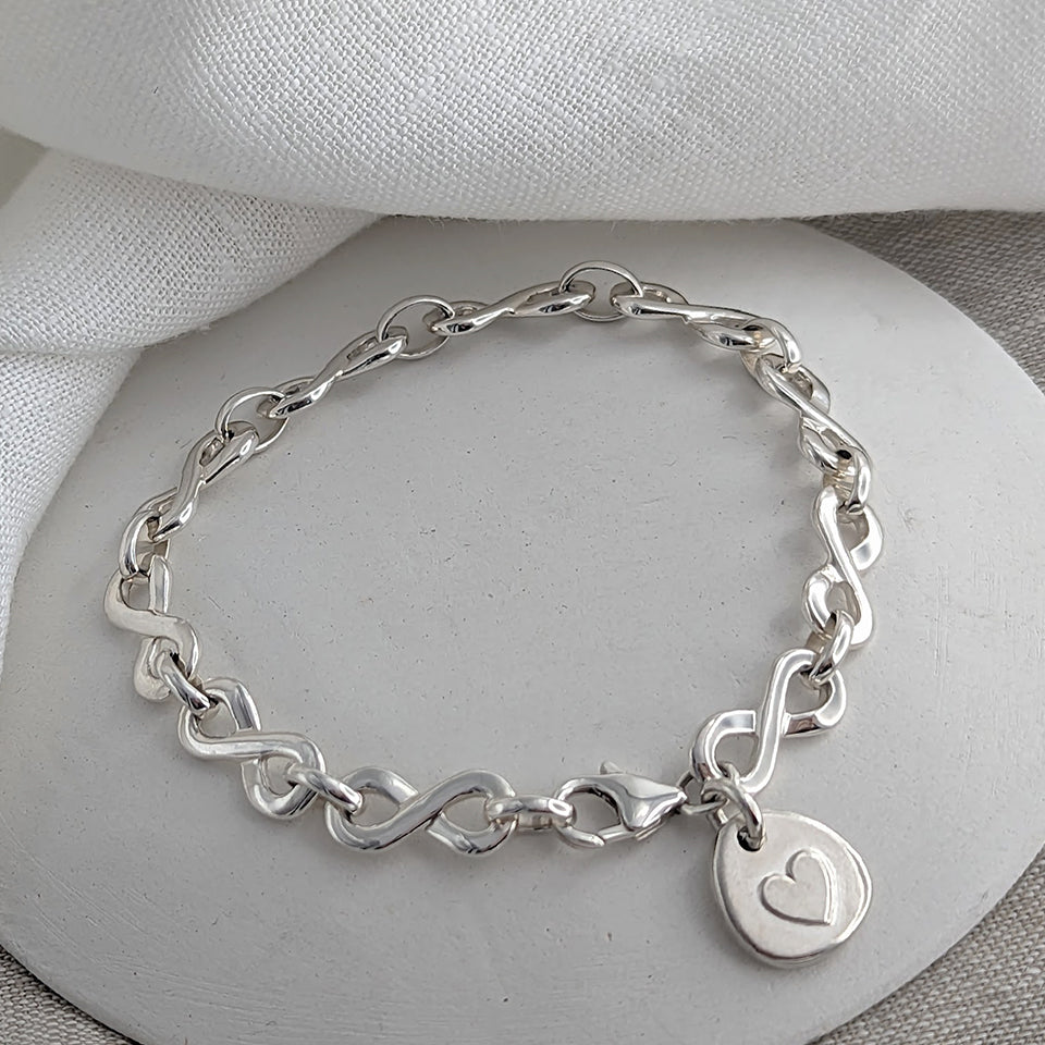 Memorial Cremation Ashes Jewellery | Infinite Love Charm Bracelet | Silver