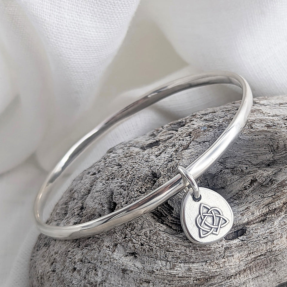 Memorial Ashes Charm Bangle | Celtic eternal knot charm