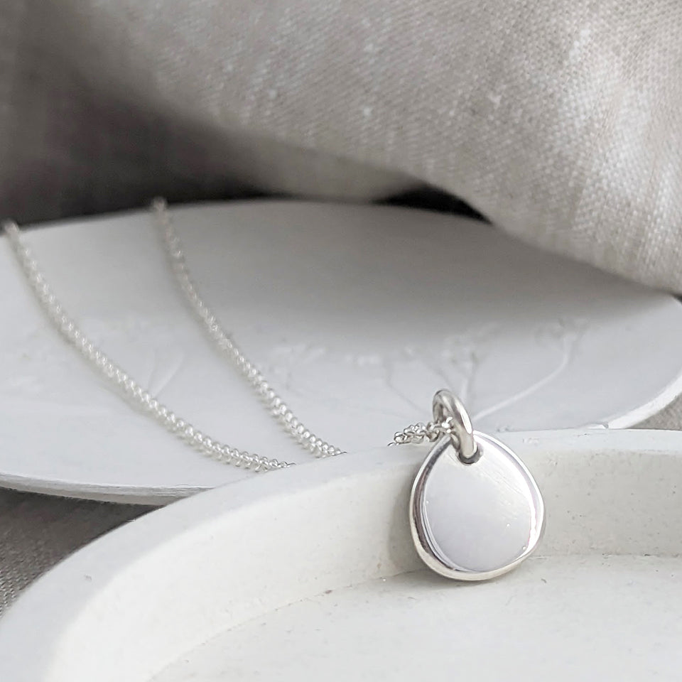 Memorial Ashes Silver Pebble Charm Necklace