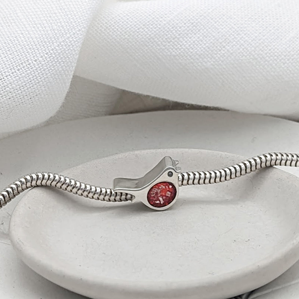 Memorial Ashes Robin Charm Bead Cremation Ash Jewellery Hold