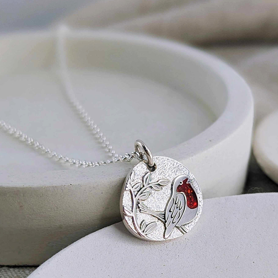 Memorial Ashes Robin Necklace | Silver or Gold