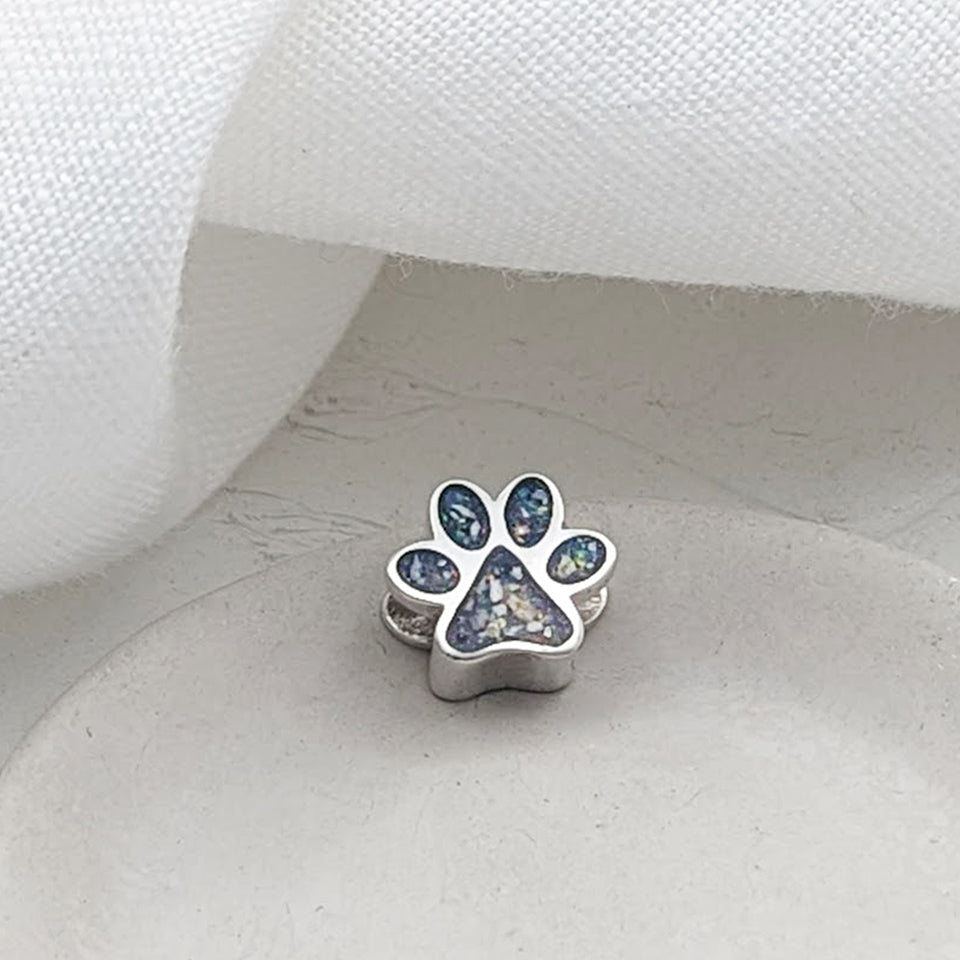 Memorial Ashes Paw Print Charm Bead
