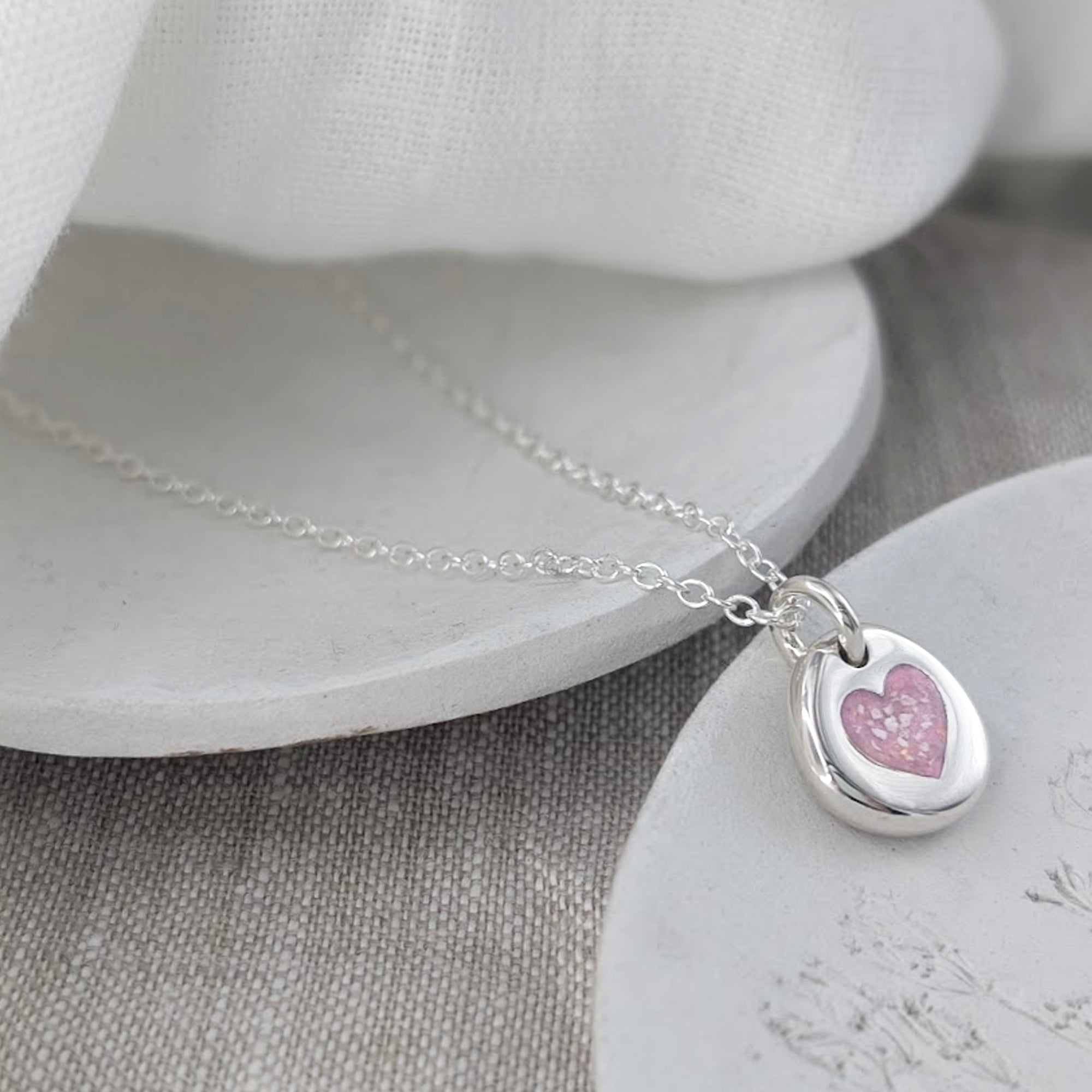 Cremation Ashes Memorial Jewellery | Nugget and Heart Ashes Necklace