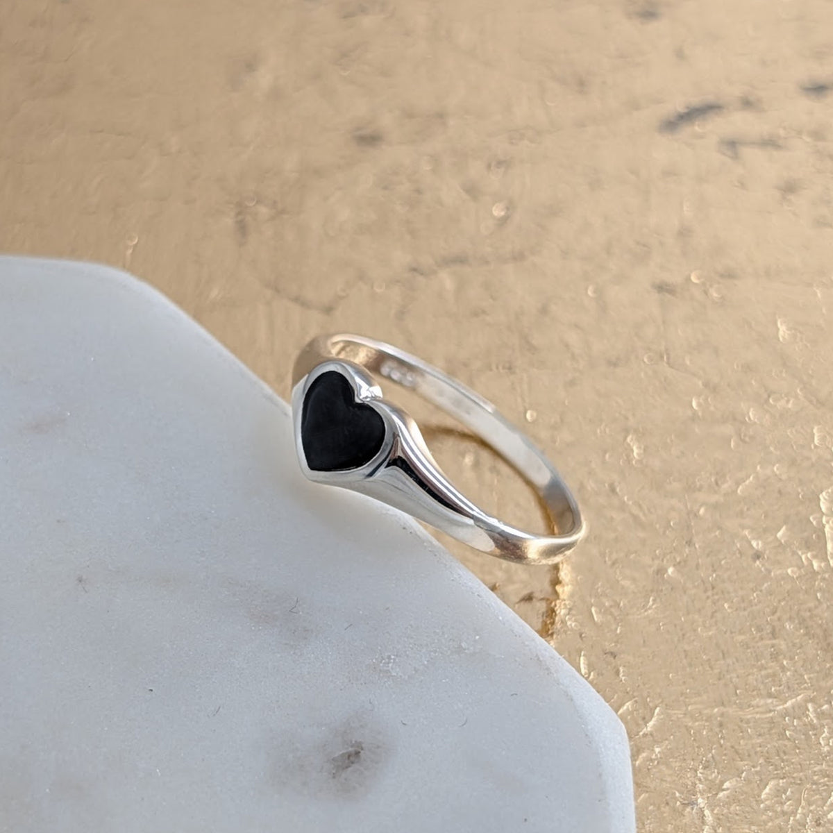 Memorial Ashes Silver Heart Signet Ring