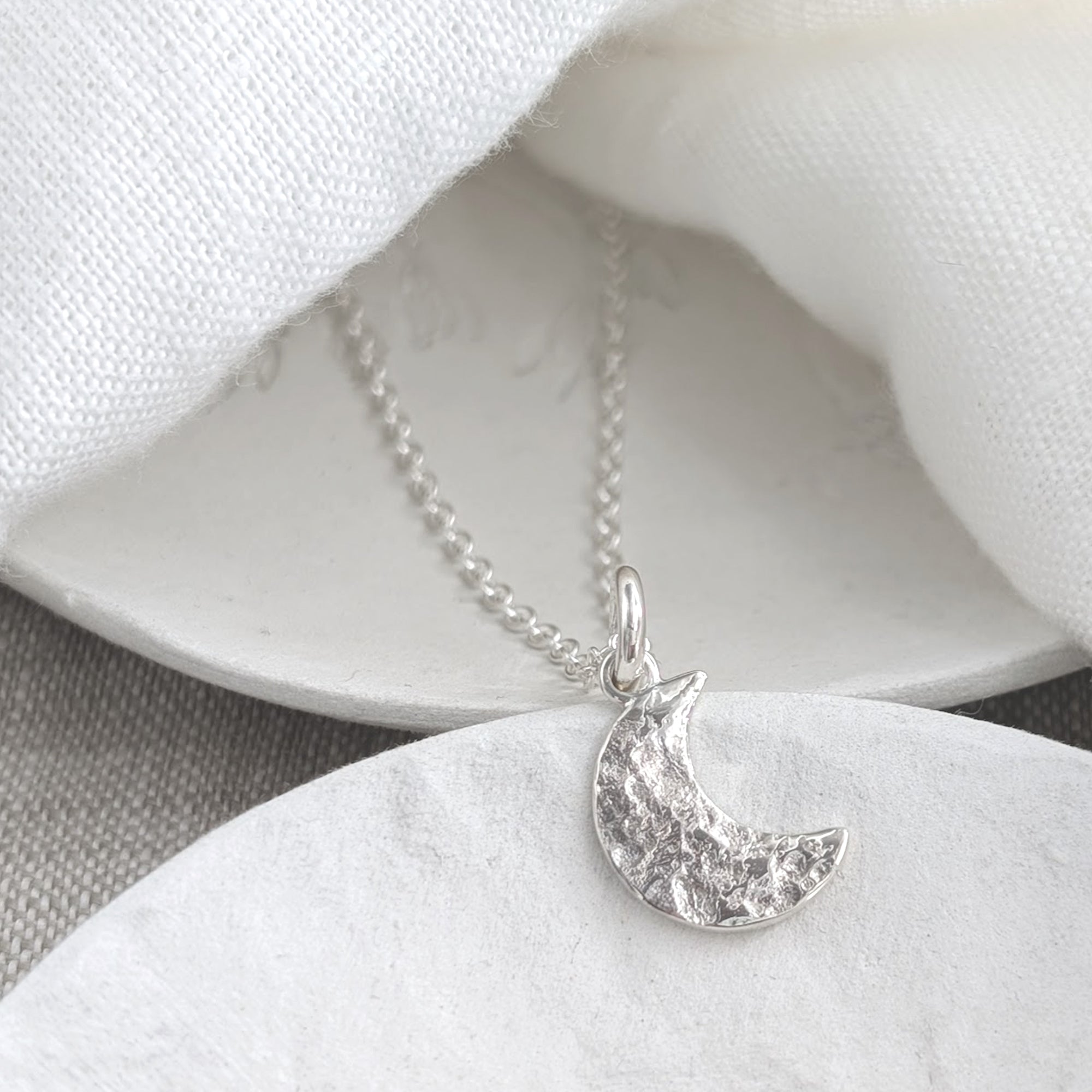 Memorial Ashes Crescent Moon Charm Necklace