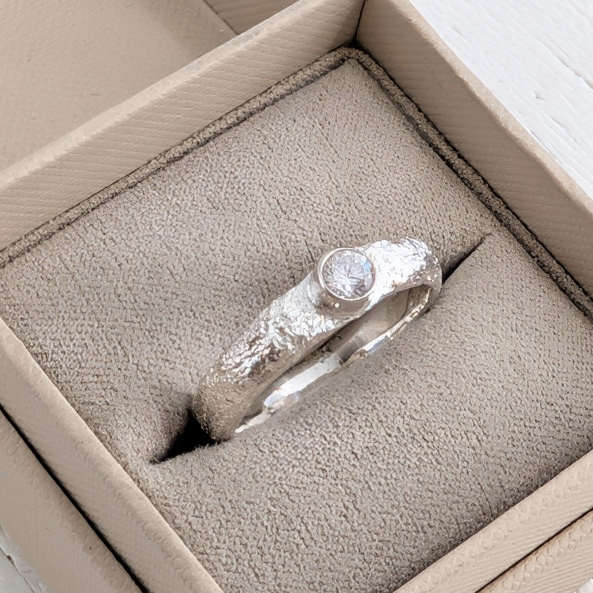 Handmade silver cremation ashes memorial ring with birthstone