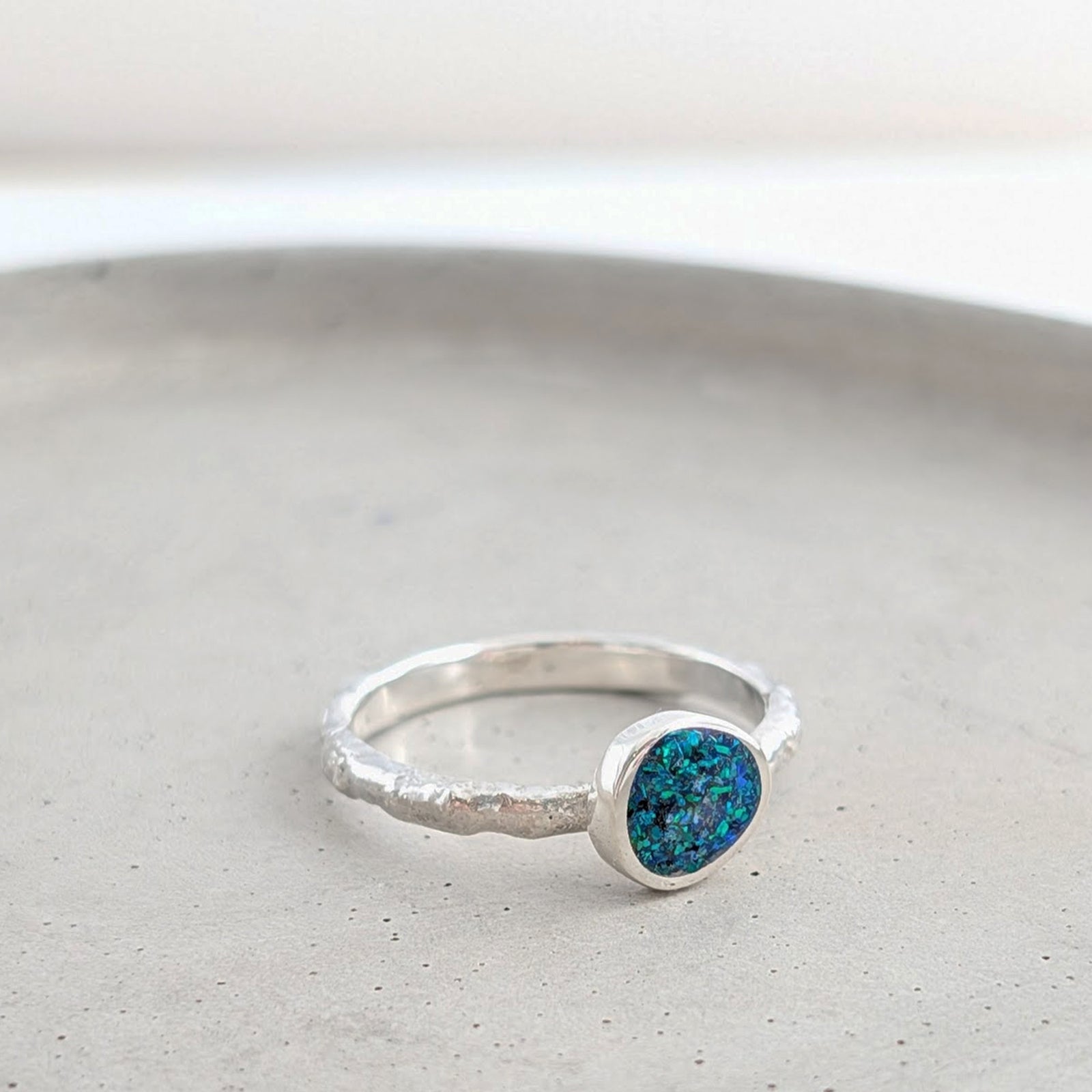 Organic ashes ring handmade in silver or gold