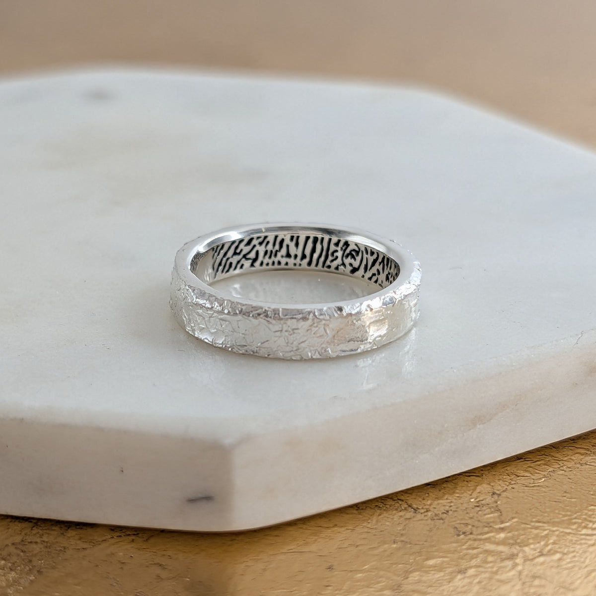 Handmade silver or gold fingerprint ring textured 