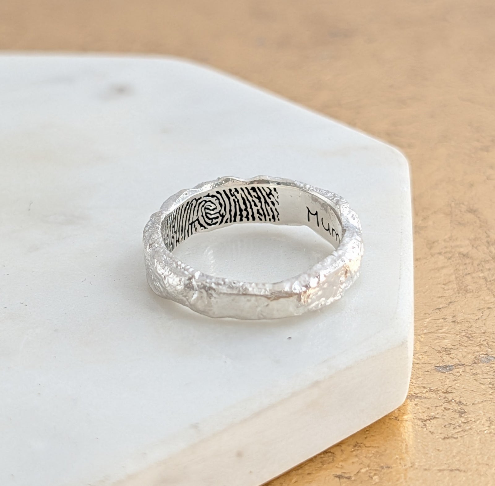 Molten Fingerprint Ring handmade in sterling silver