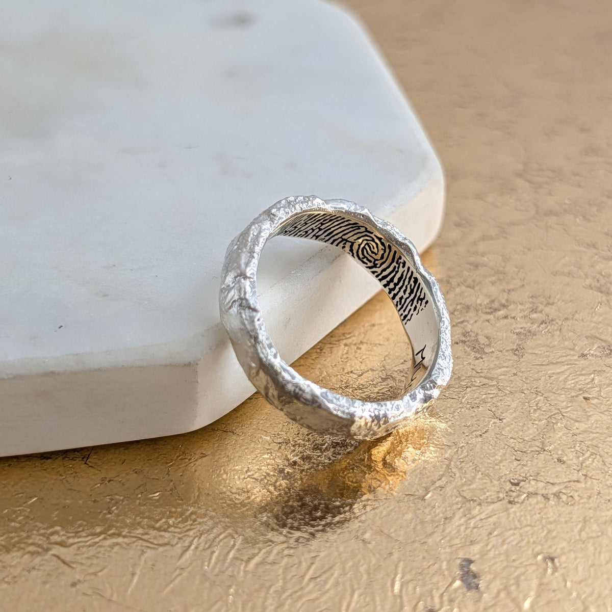 Molten Fingerprint Ring handmade in sterling silver