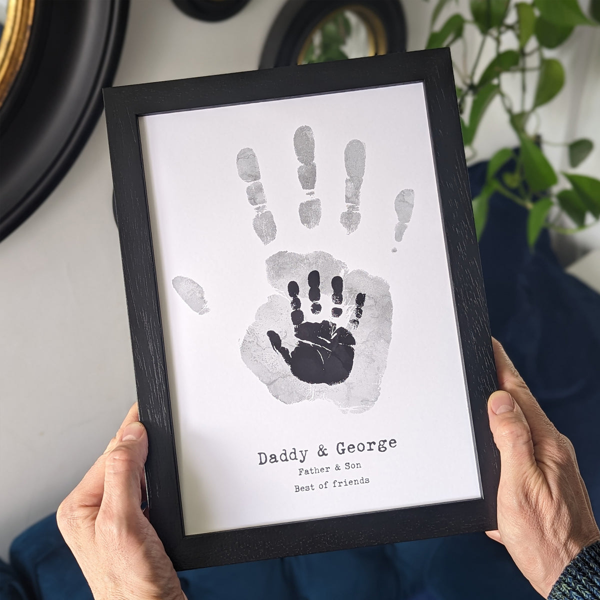 PERSONALISED DADDY &amp; CHILD&#39;S HANDPRINT PRINT