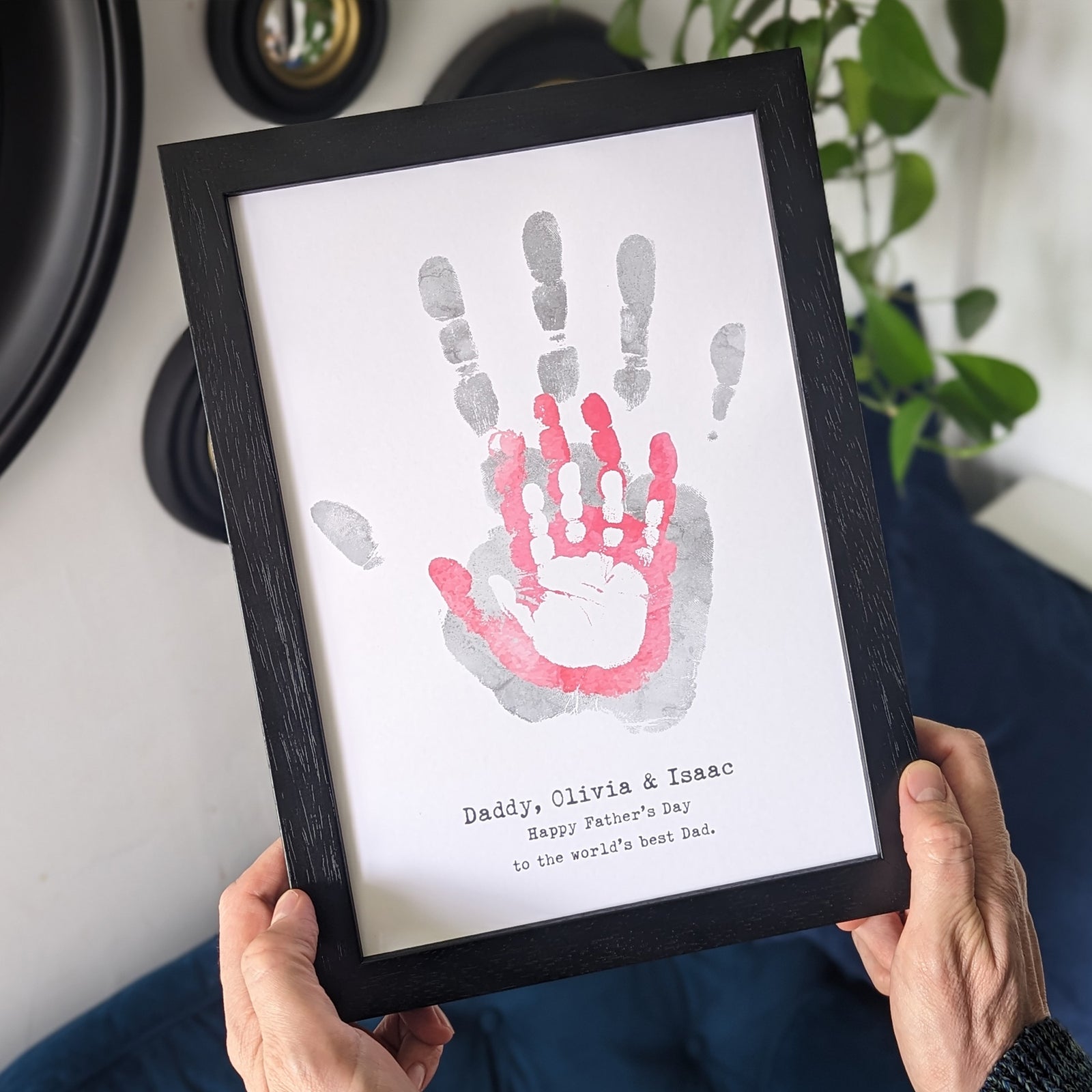 PERSONALISED DADDY & CHILDRENS HANDPRINT PRINT