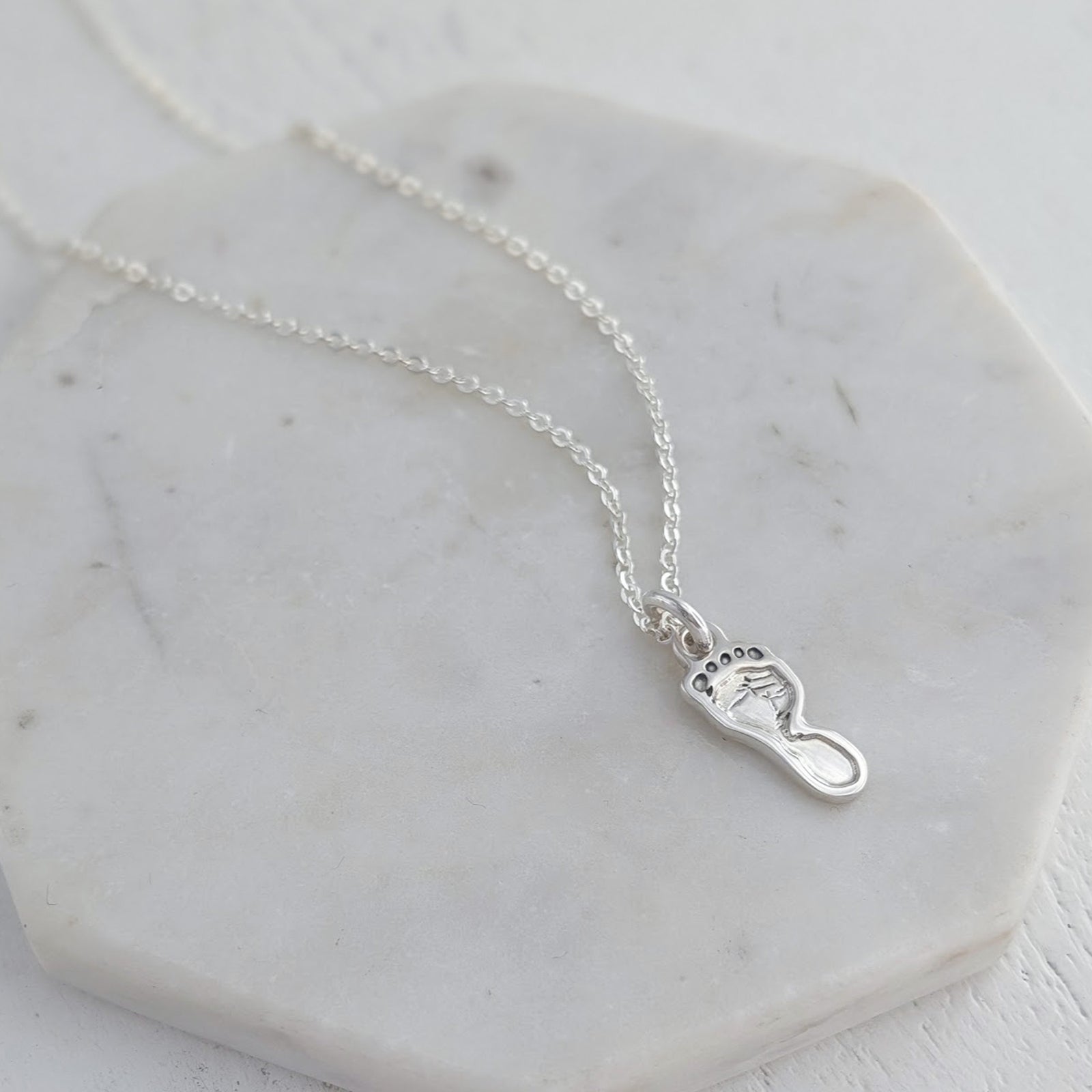 New baby keepsake gift - baby footprint necklace for mum
