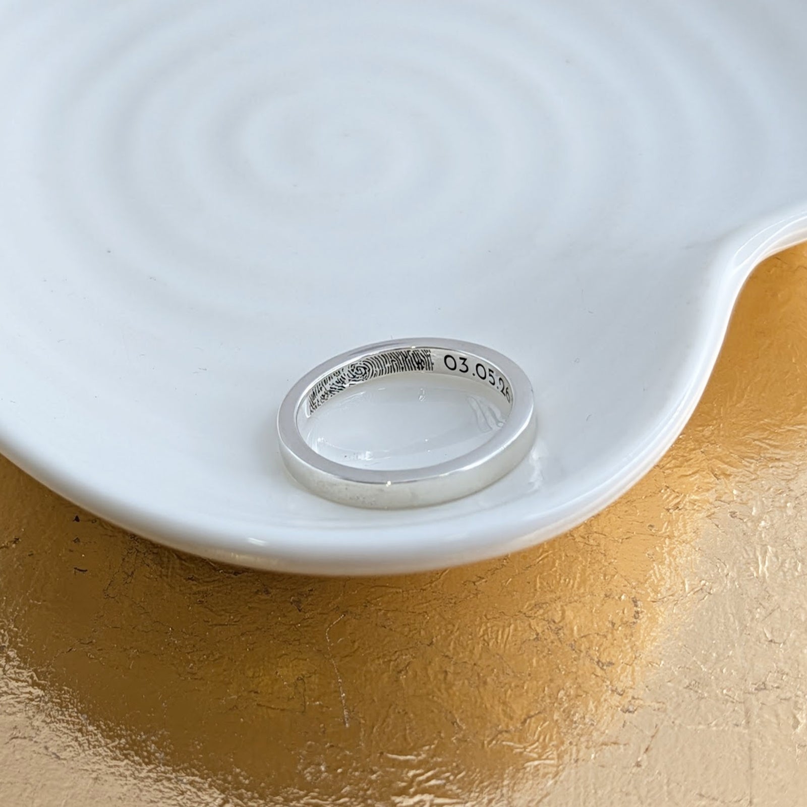 Handmade Wedding RI#ing engraved with fingerprint
