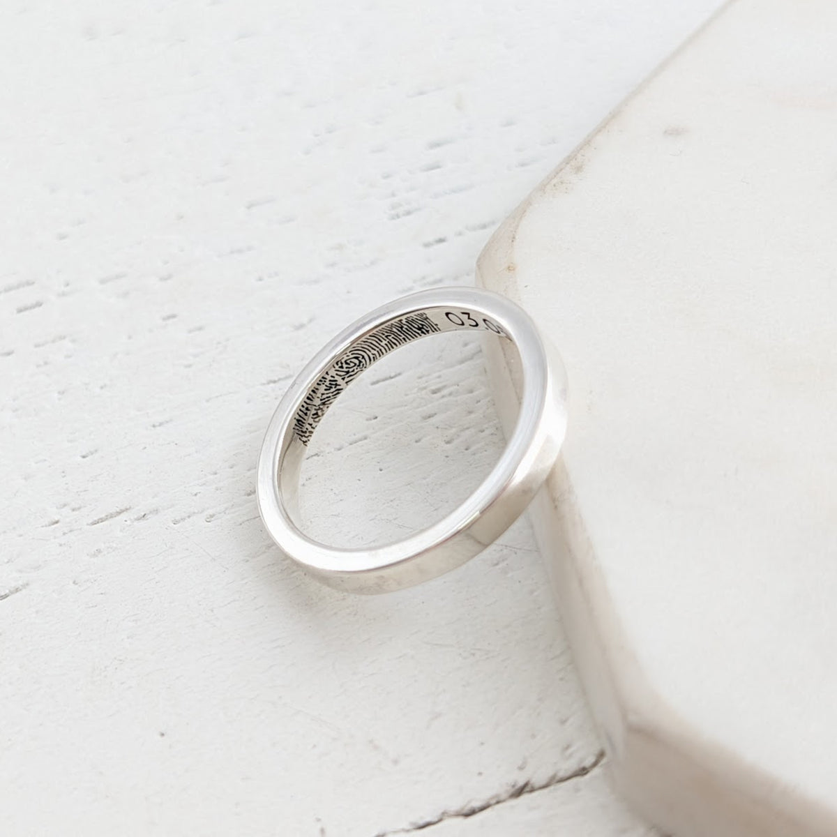 Secret Fingerprint Ring - Handmade Silver Wedding RIng