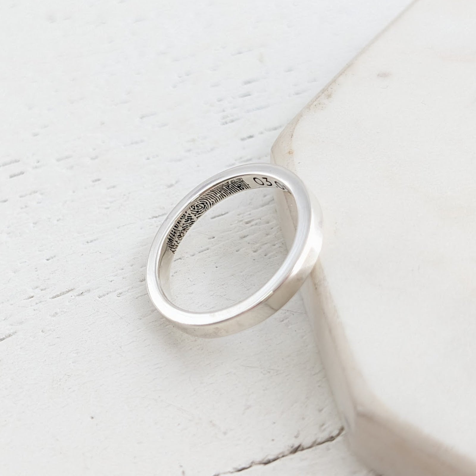 Secret Fingerprint Ring - Handmade Silver Wedding RIng