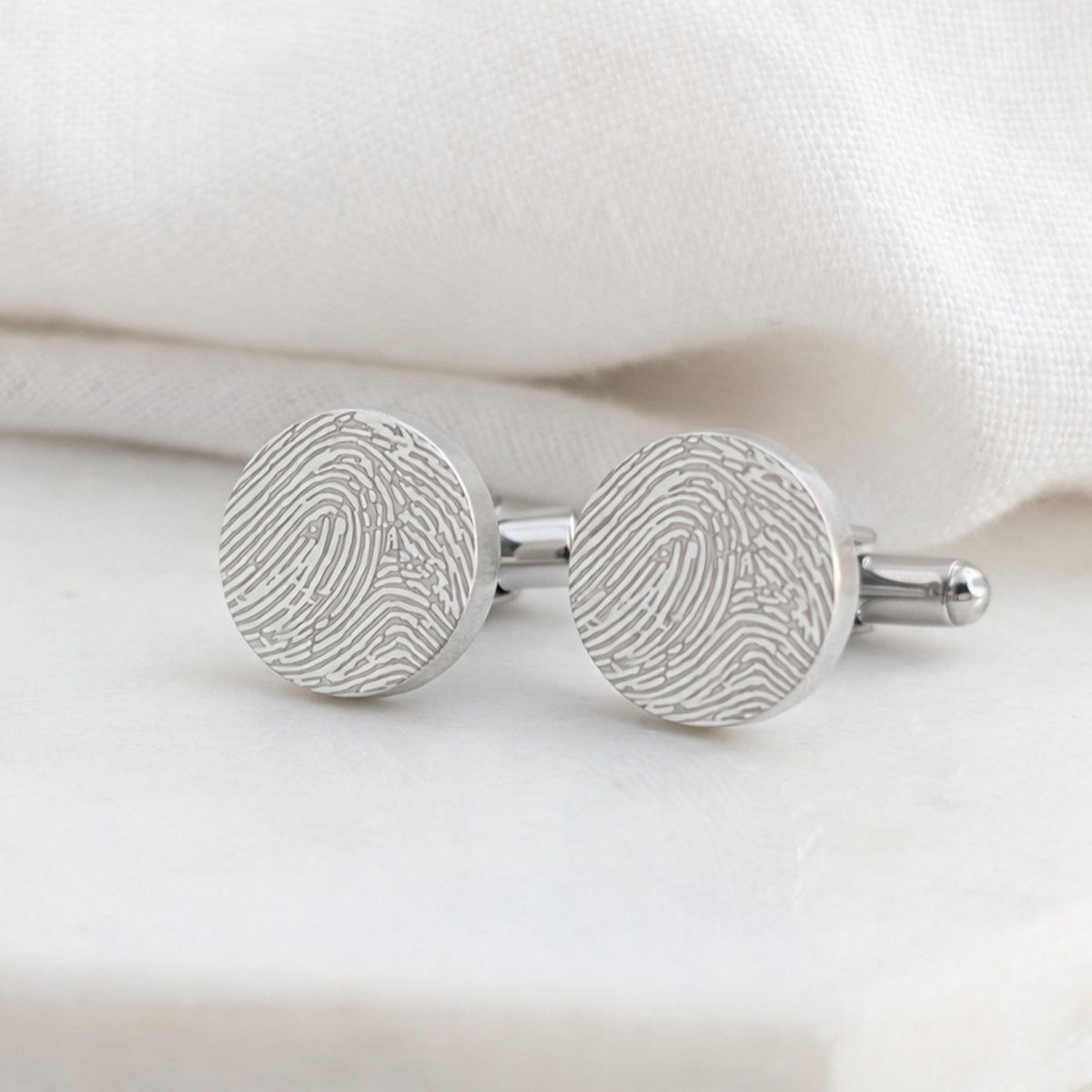 Stainless steel fingerprint cufflinks