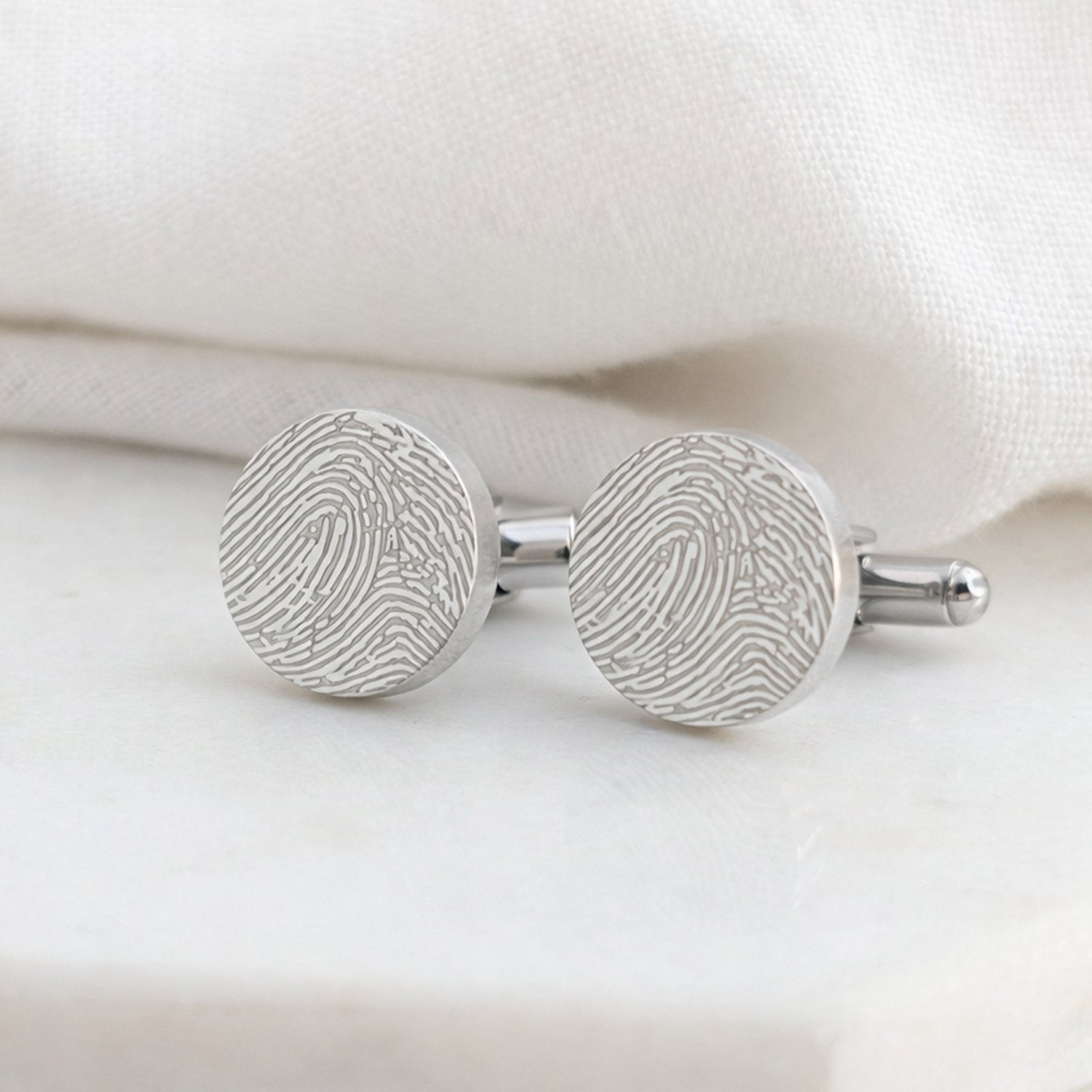 Stainless steel fingerprint cufflinks