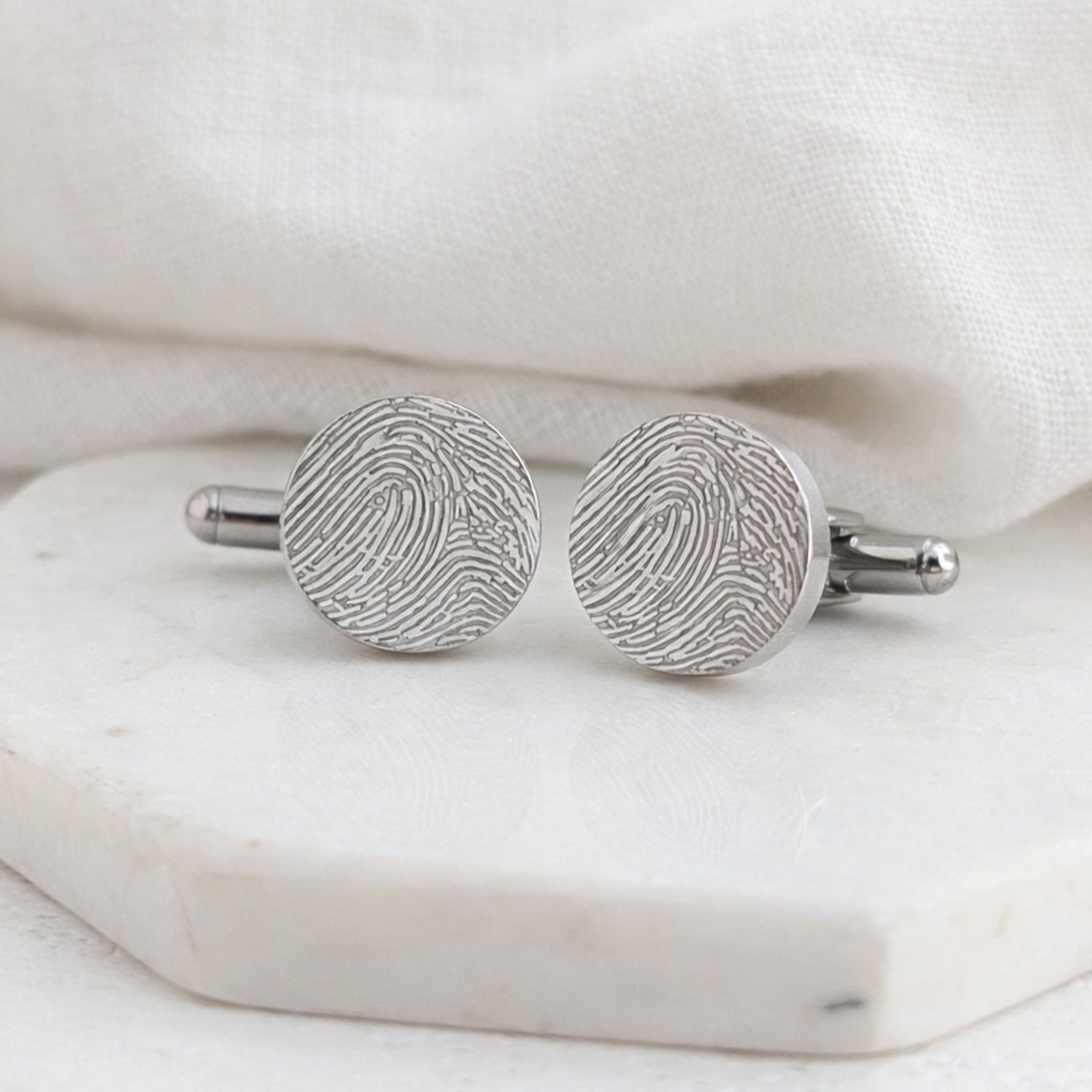 Stainless steel fingerprint cufflinks