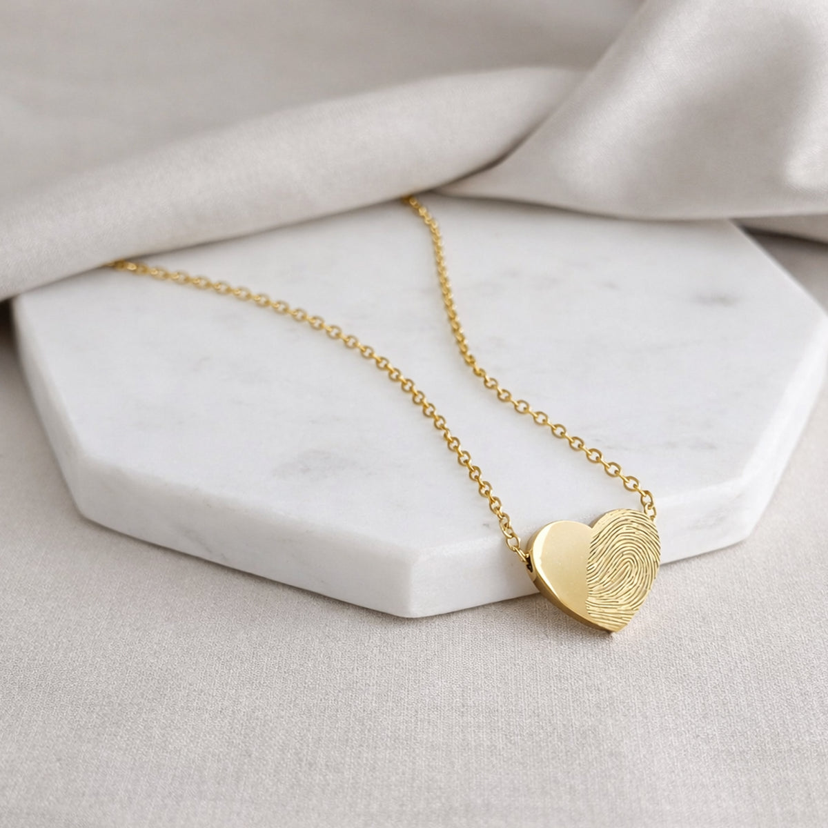 Personalized fingerprint heart necklace for memorial or gift