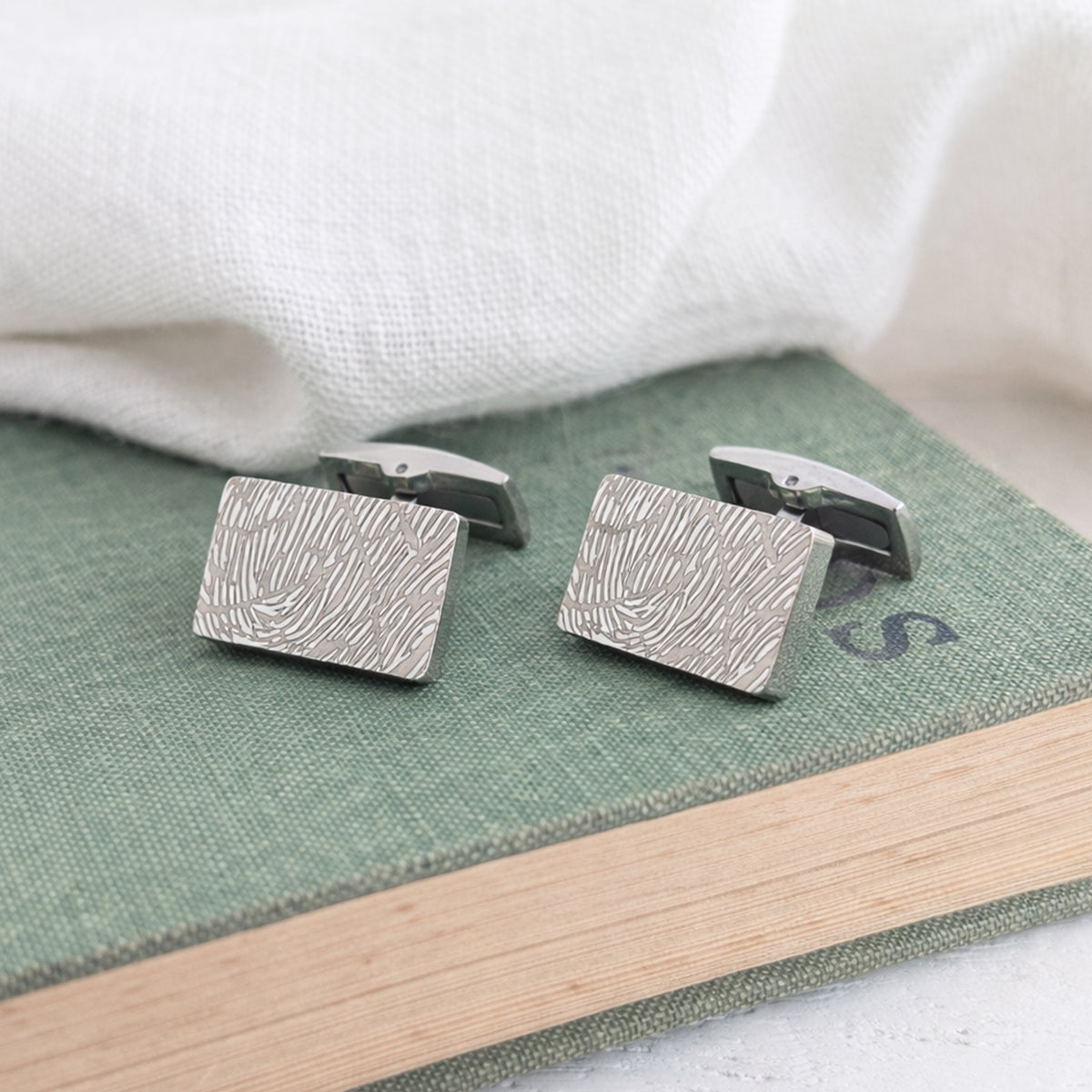 fingerprint rectangle cufflinks with initials | New dad Father's Day Gift