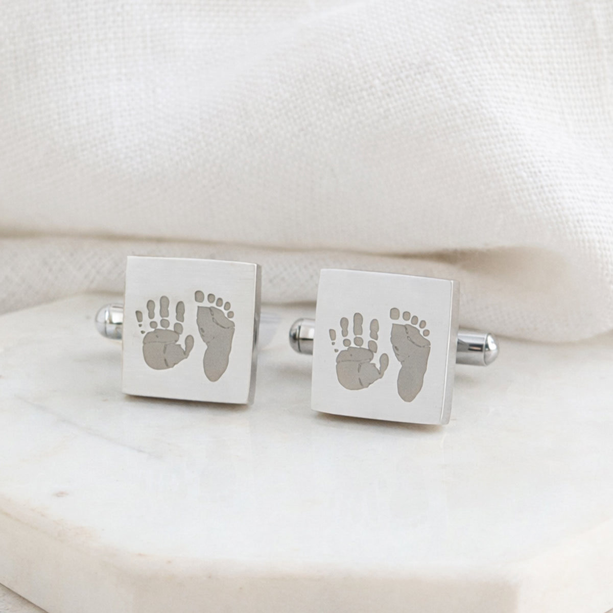 Personalised Baby Handprint and Footprint Cufflinks for Dad