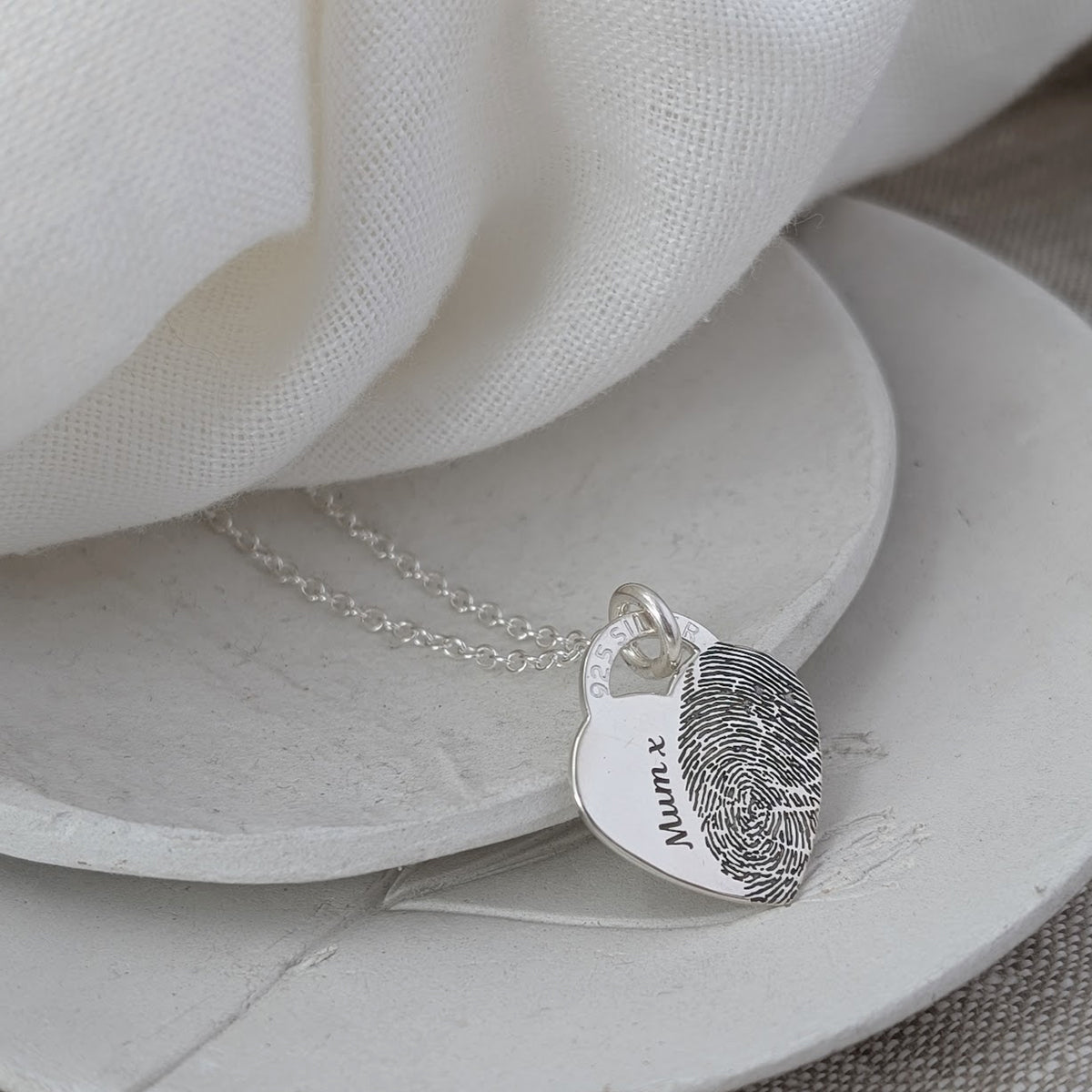 Silver Fingerprint Padlock Necklace