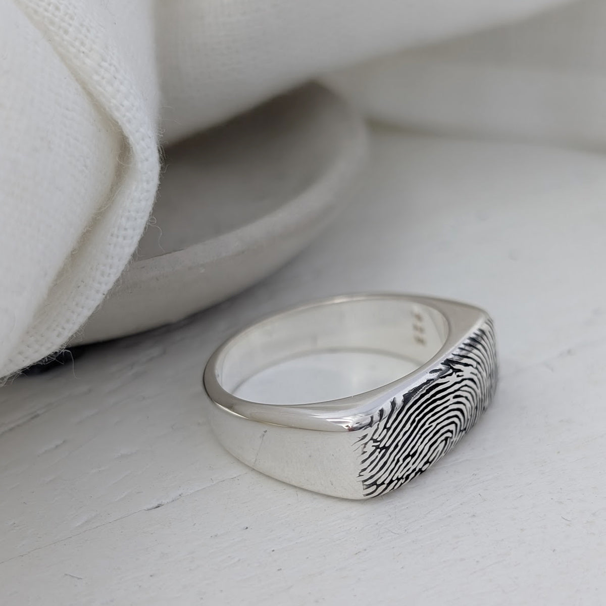 Sterling Silver Fingerprint Ring for Men