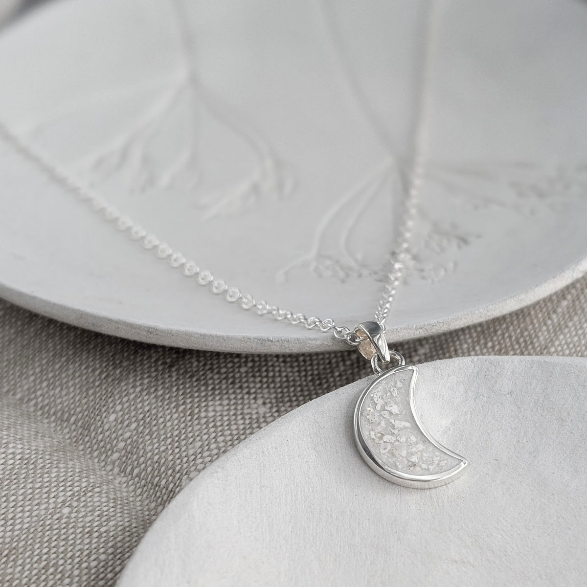 Crescent Moon Memorial Ashes Necklace