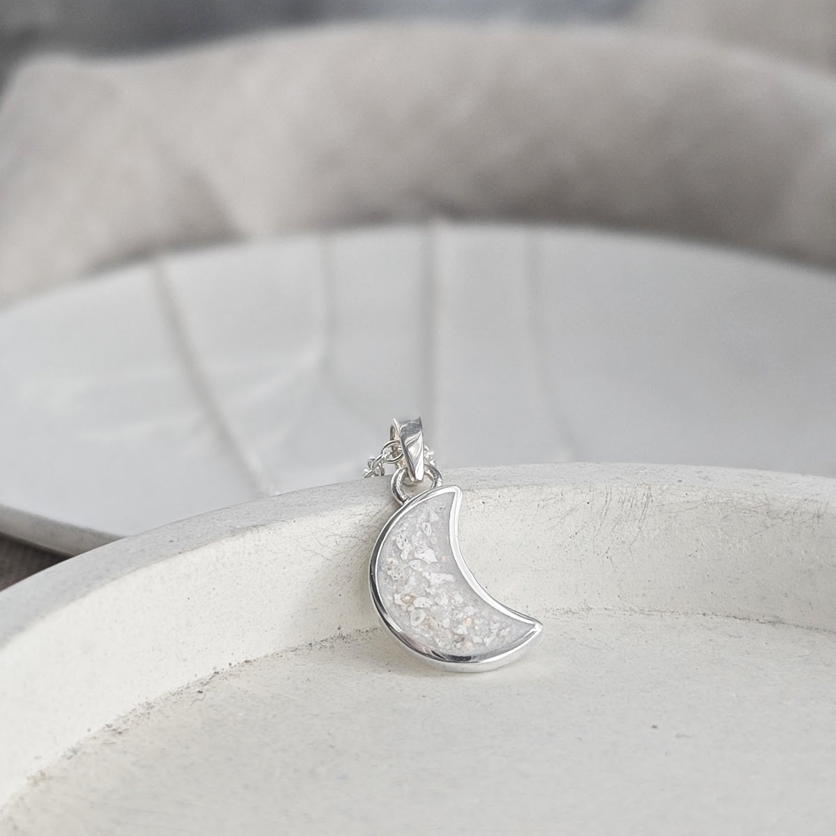 Crescent Moon Memorial Ashes Necklace