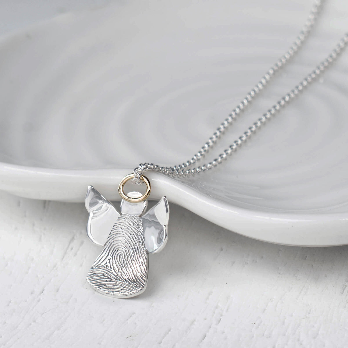 MEMORIAL FINGERPRINT ANGEL PENDANT