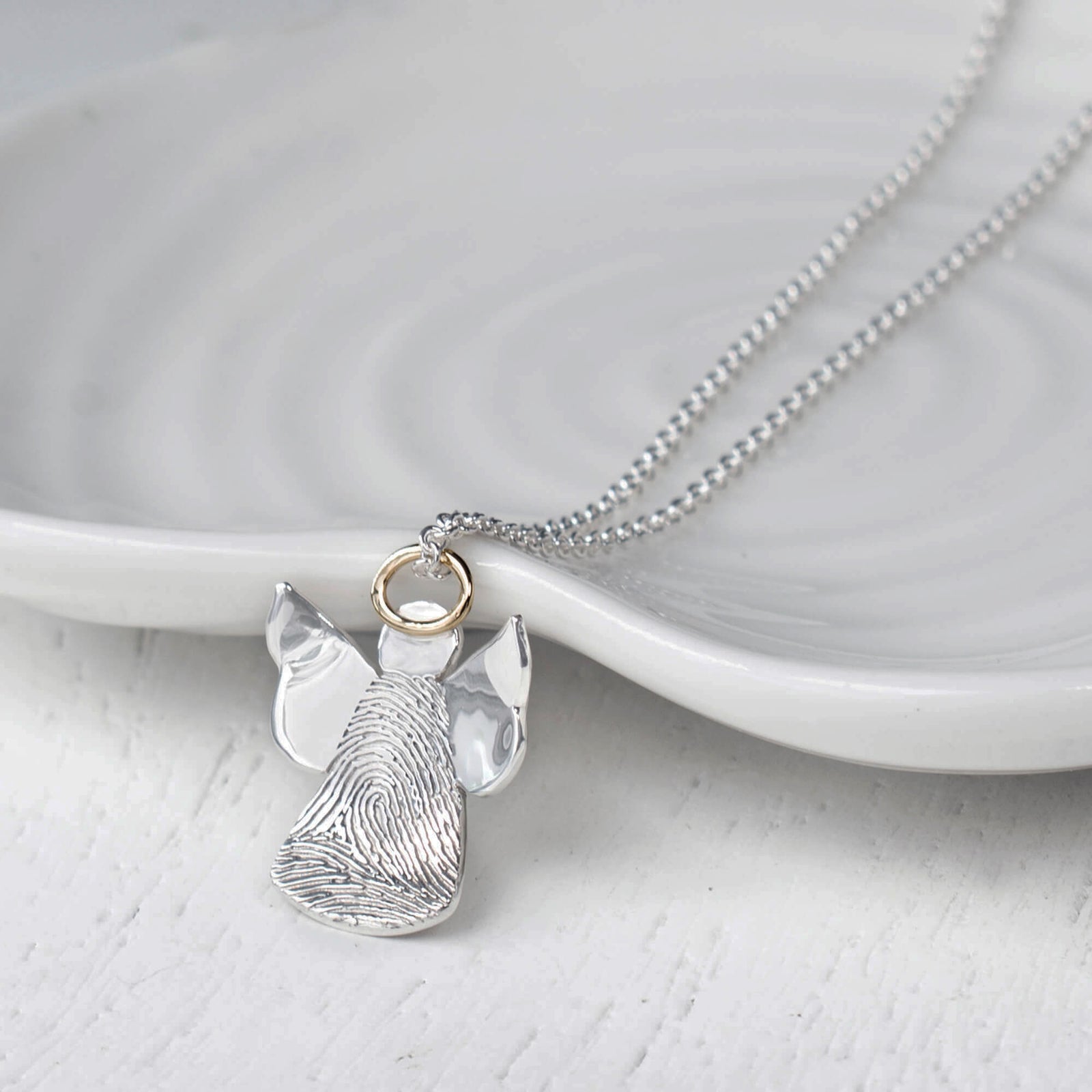 Personalised Angel Fingerprint Keepsake Necklace