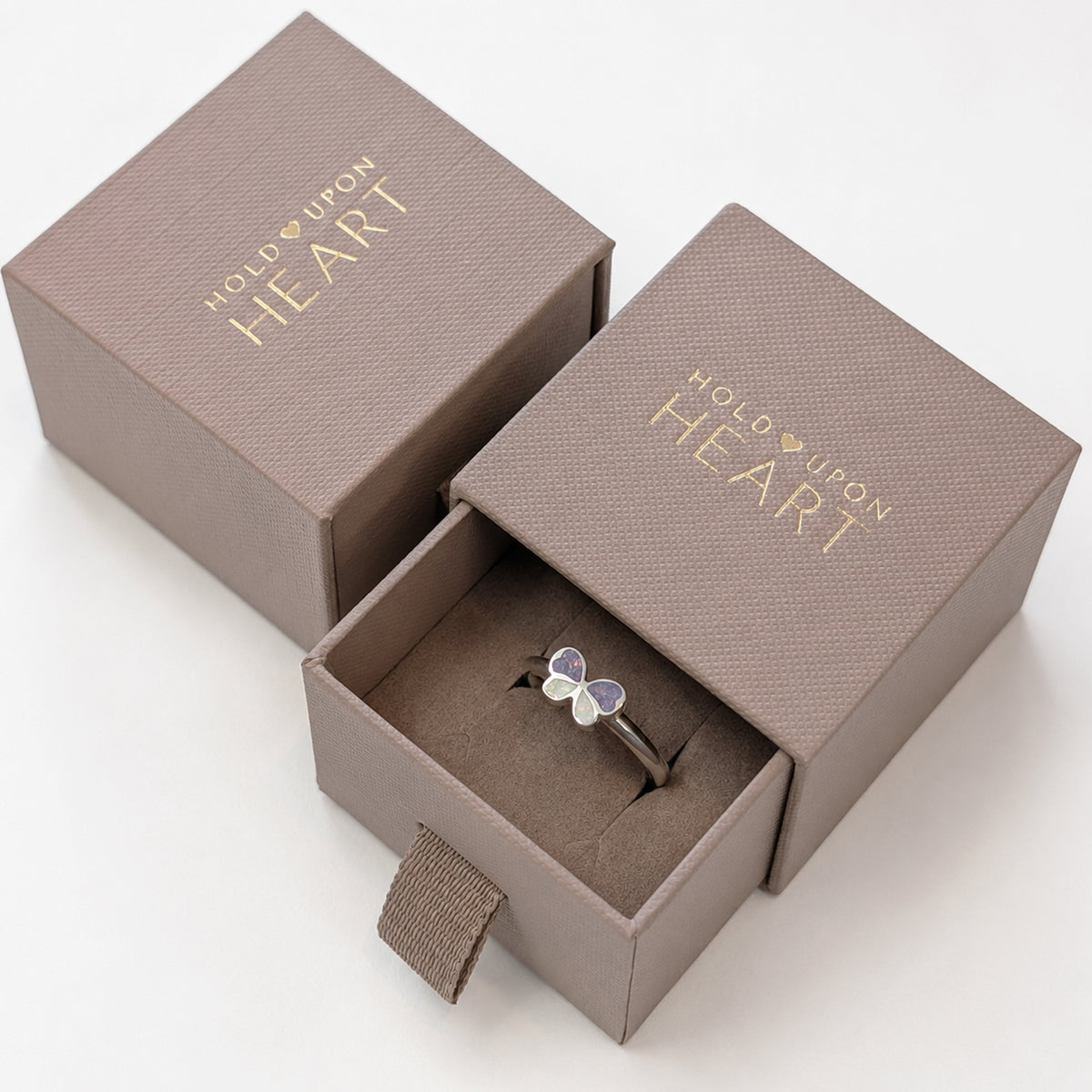 MEMORIAL ASHES TEXTURED RING WITH BIRTHSTONE