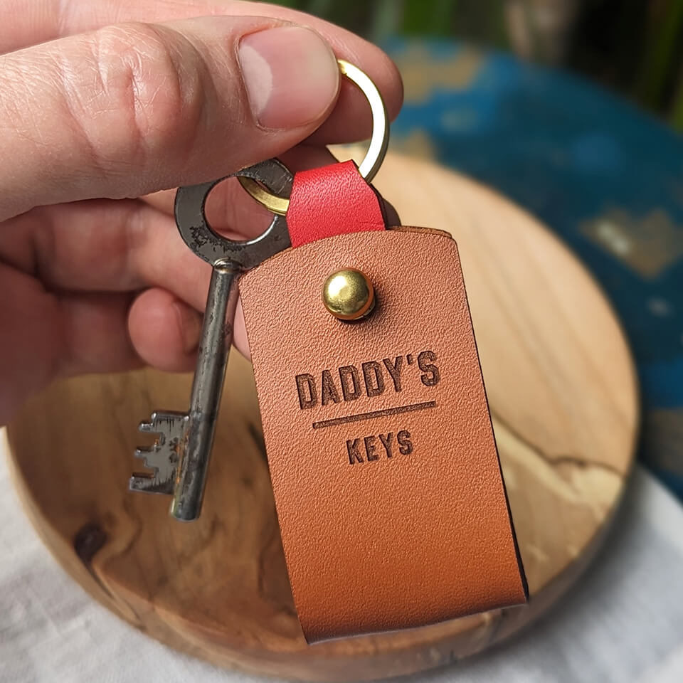 Personalised photo leather keyring for Dad | Father's Day Gift