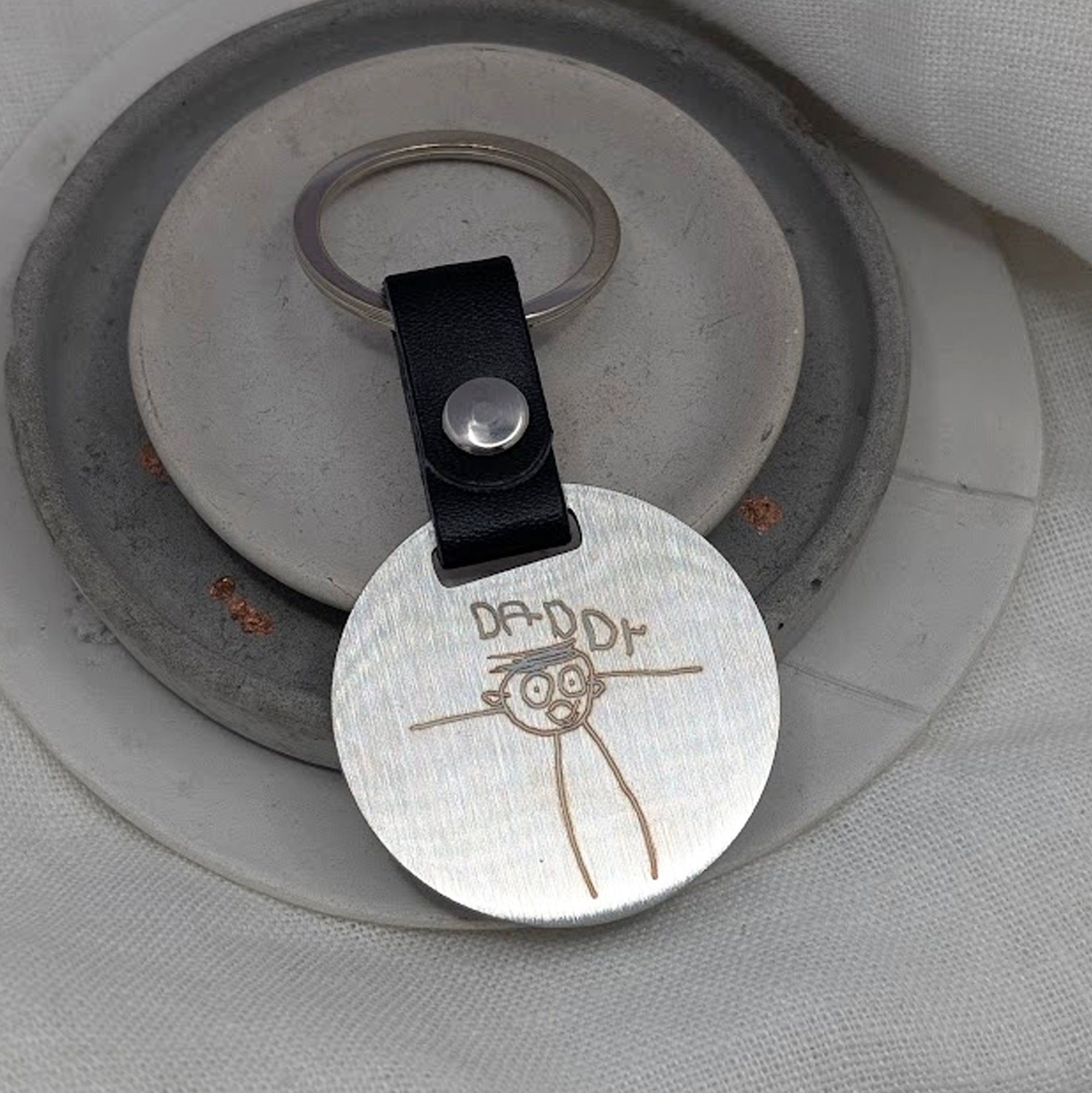 PERSONALISED CHILD'S DRAWING STEEL DISC TAG KEYRING