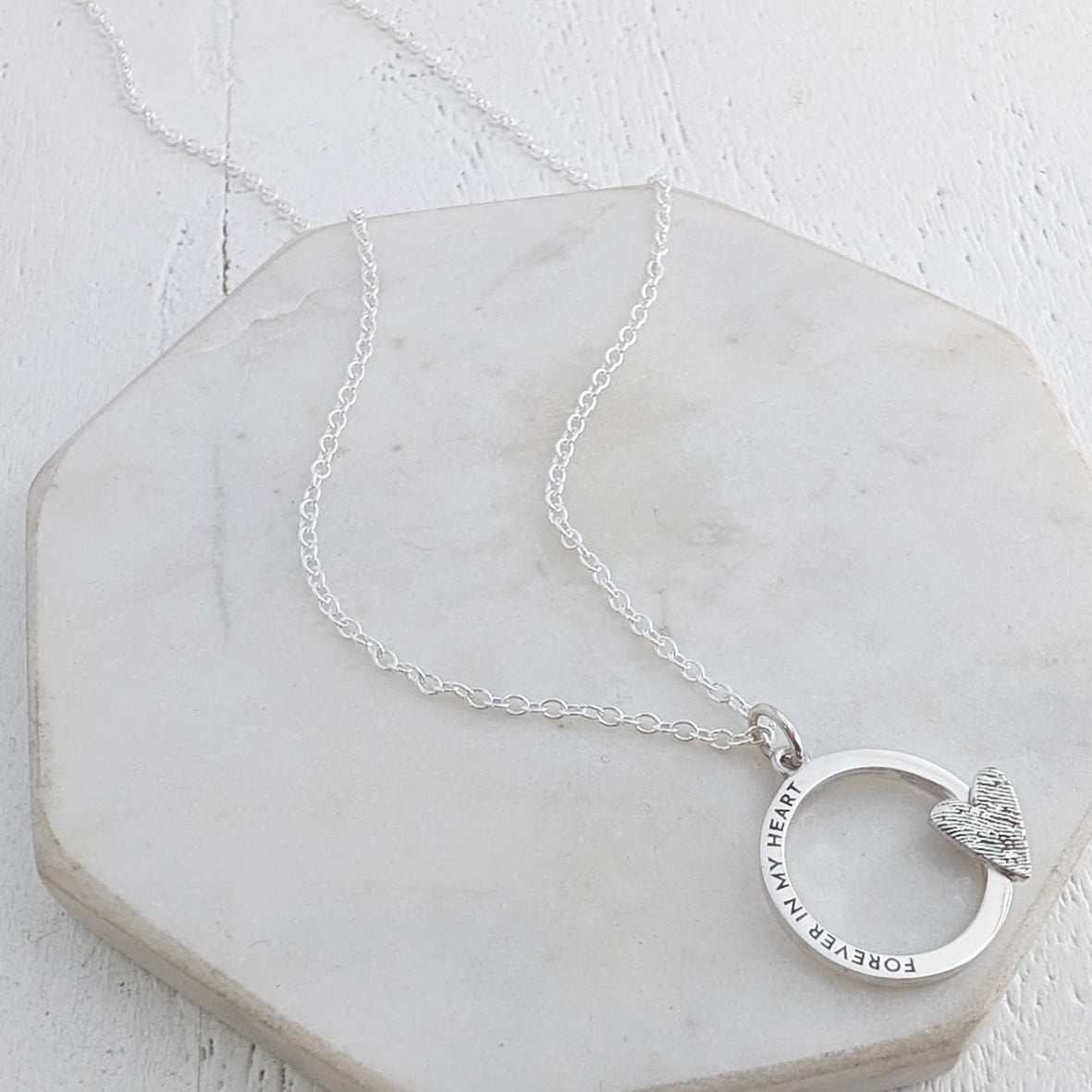 Handmade silver fingerprint necklace - heart on loop