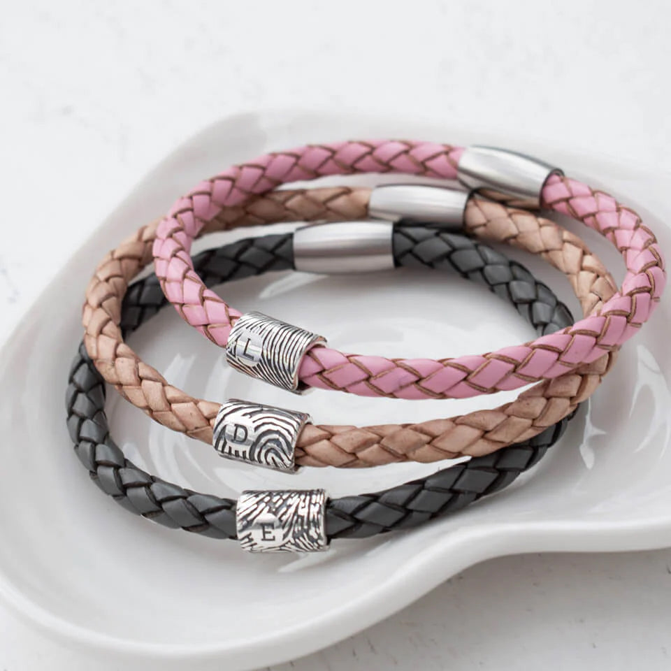 FINGERPRINT BEAD LEATHER BRACELET
