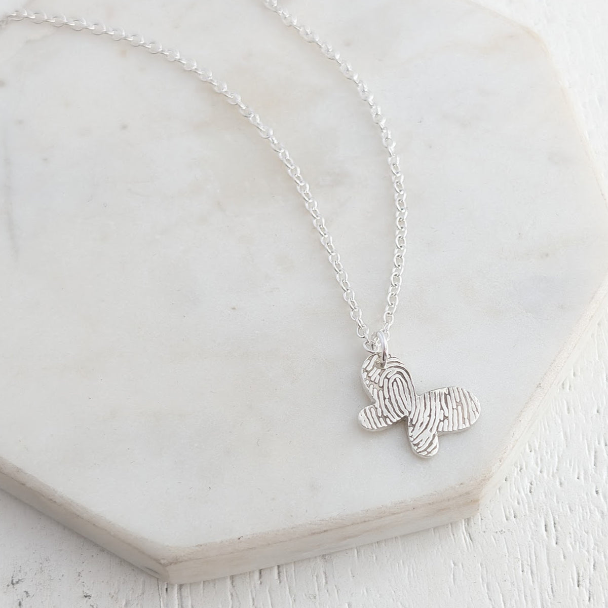 Fingerprint Butterfly Charm Necklace - Fingerprint Memorial Jewellery UK