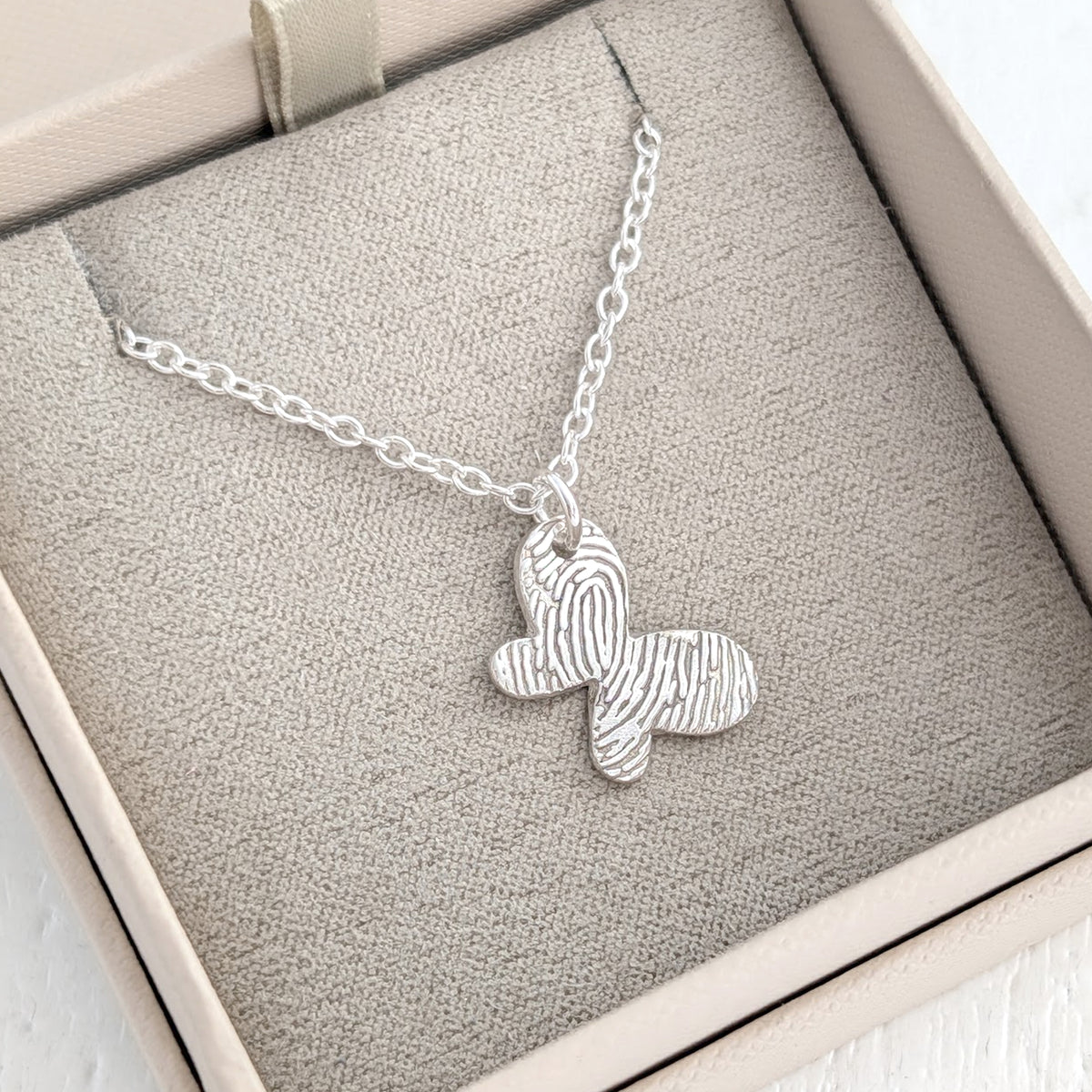 Silver Gold Fingerprint Keepsake Jewellery - Butterfly