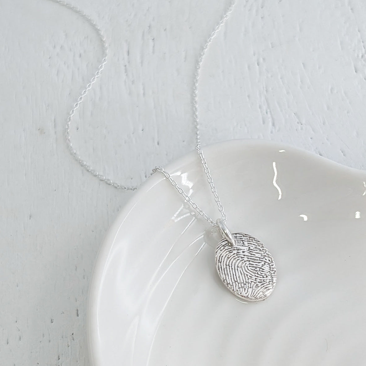 Silver fingerprint charm - oval